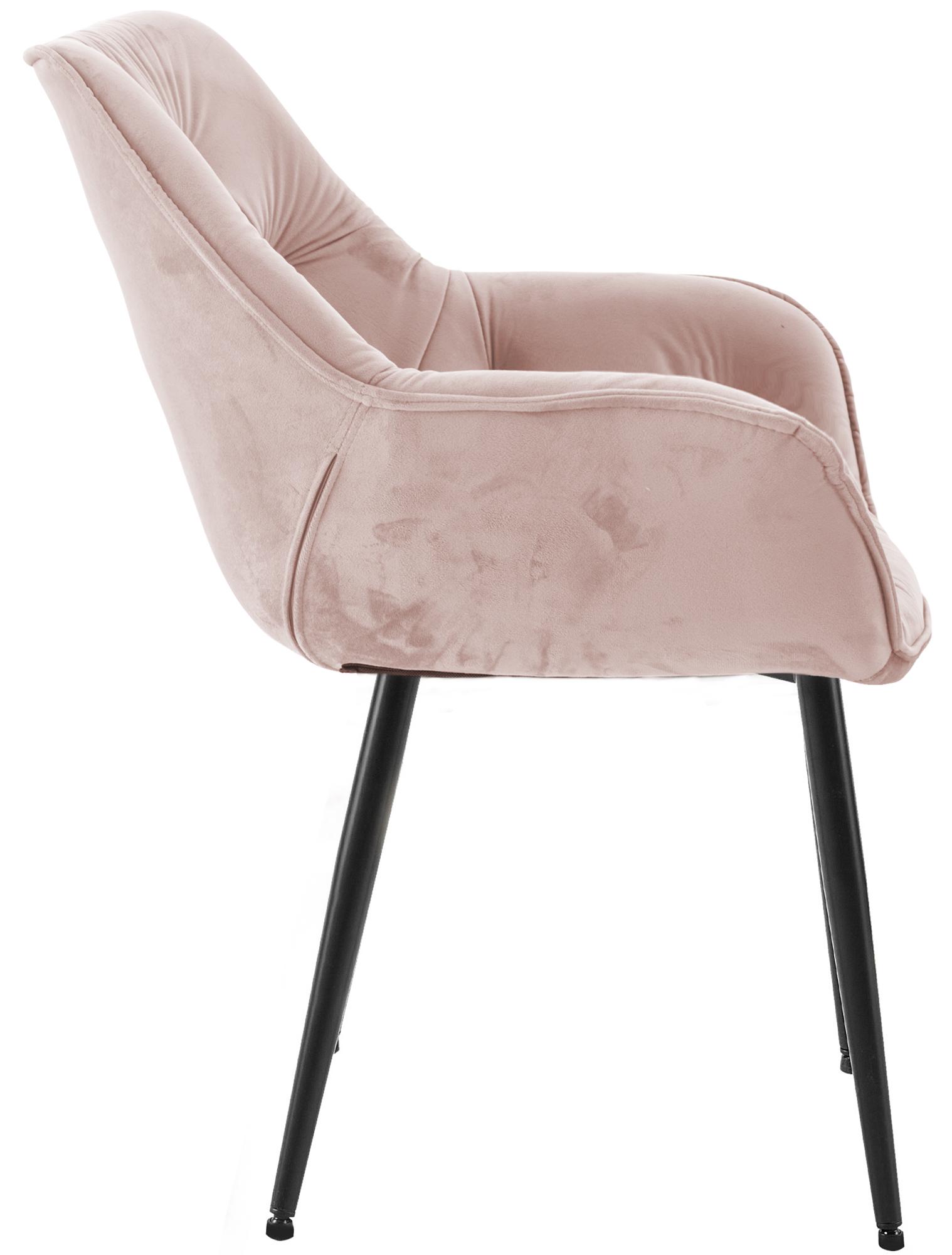 Chaise de salle à manger Tanna en Velours avec Piètement en Métal noir