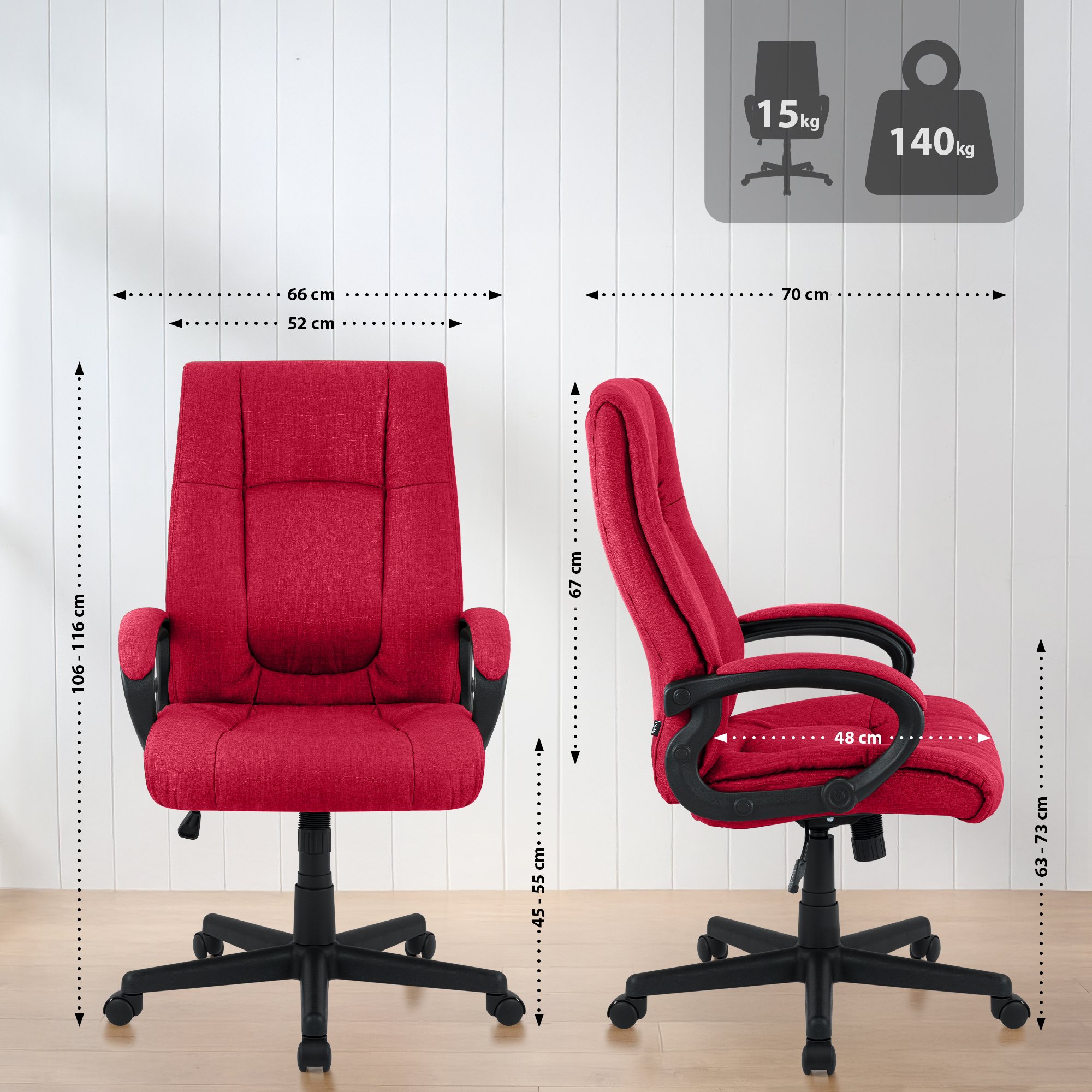 Chaise de Bureau XL Sparta Tissu