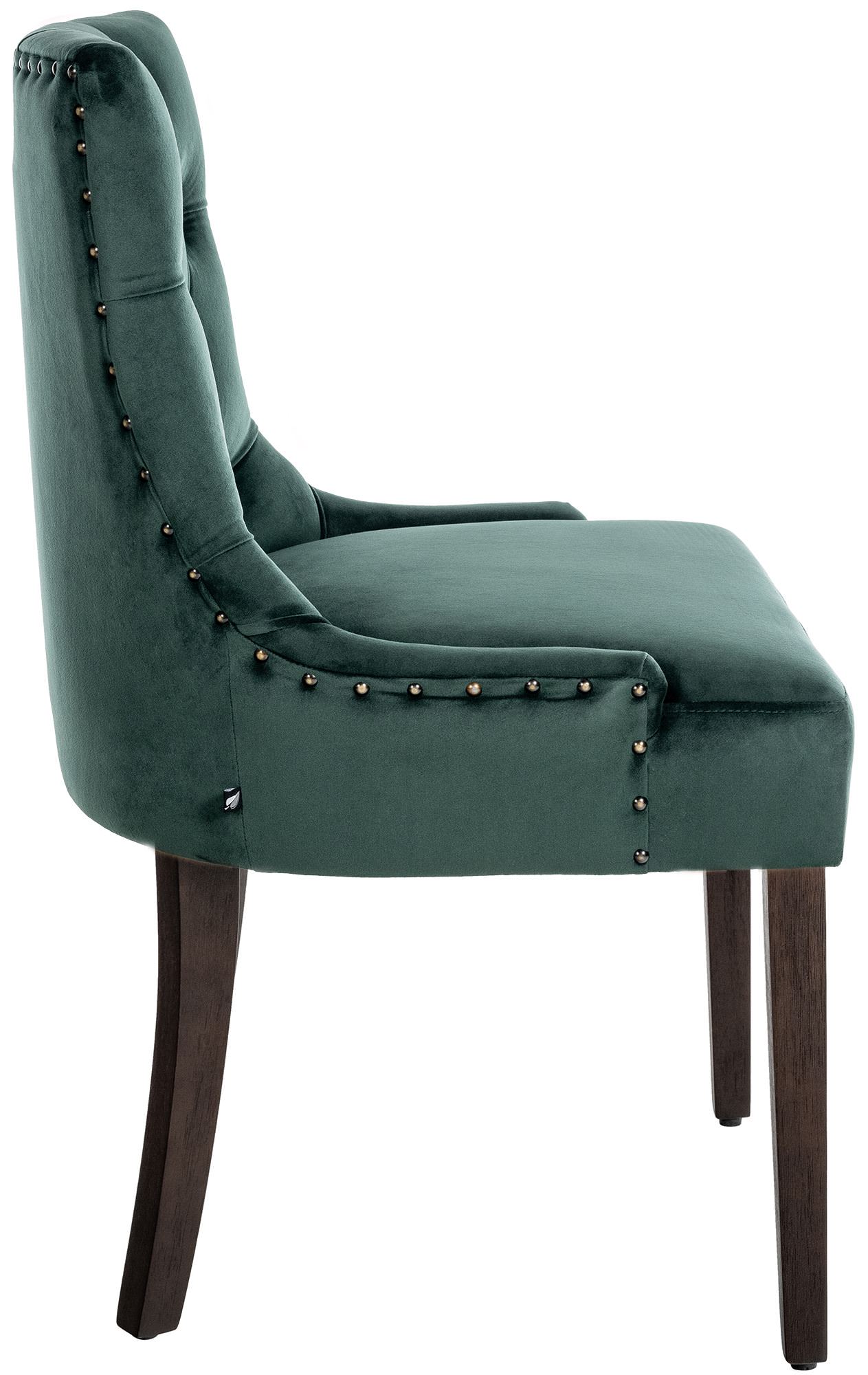 Lot de 4 Chaises de salle à manger Aberdeen en Velours Piètement en bois d'hévéa