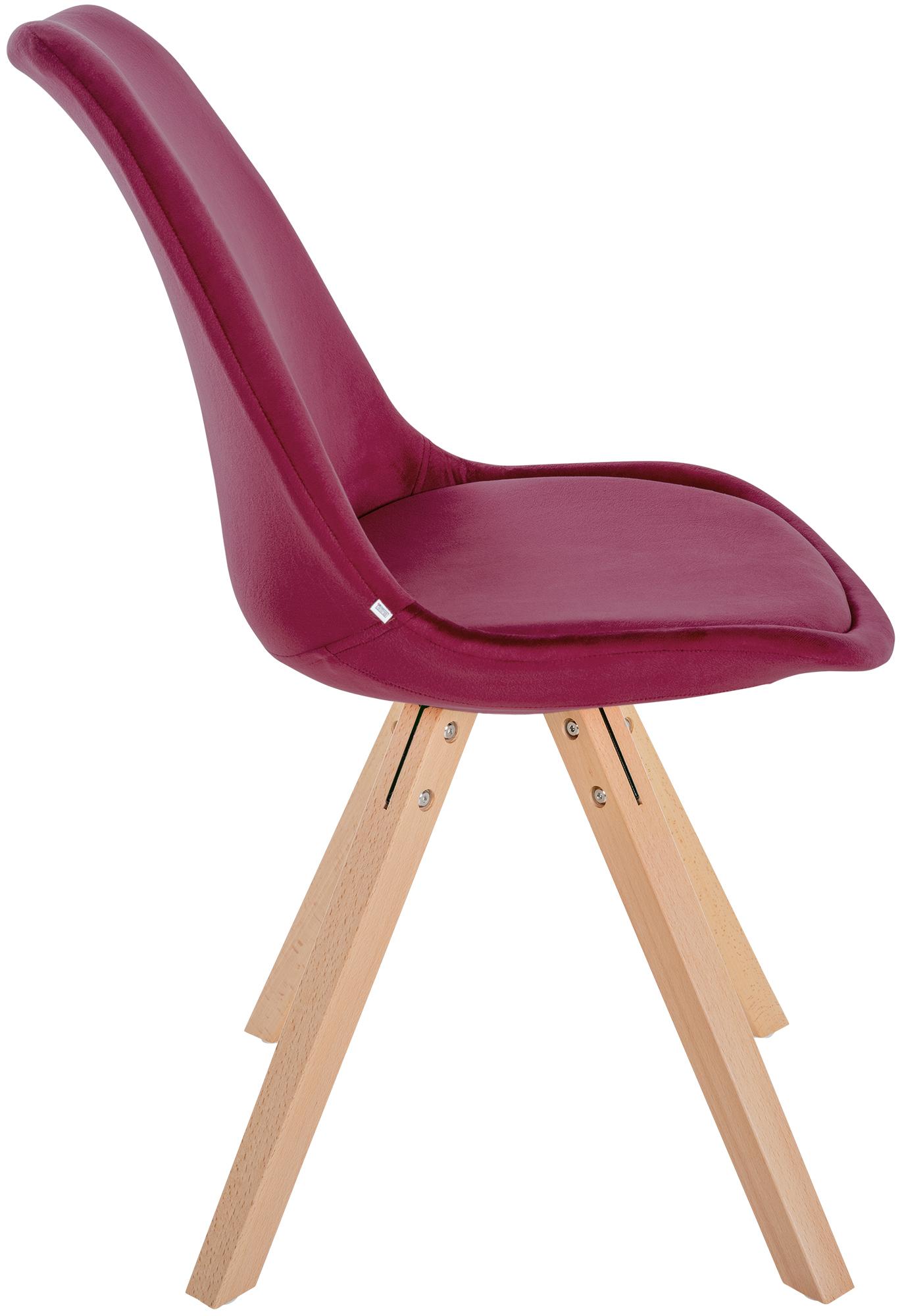 Lot de 4 chaises de salle à manger Sofia en velours Pieds en bois