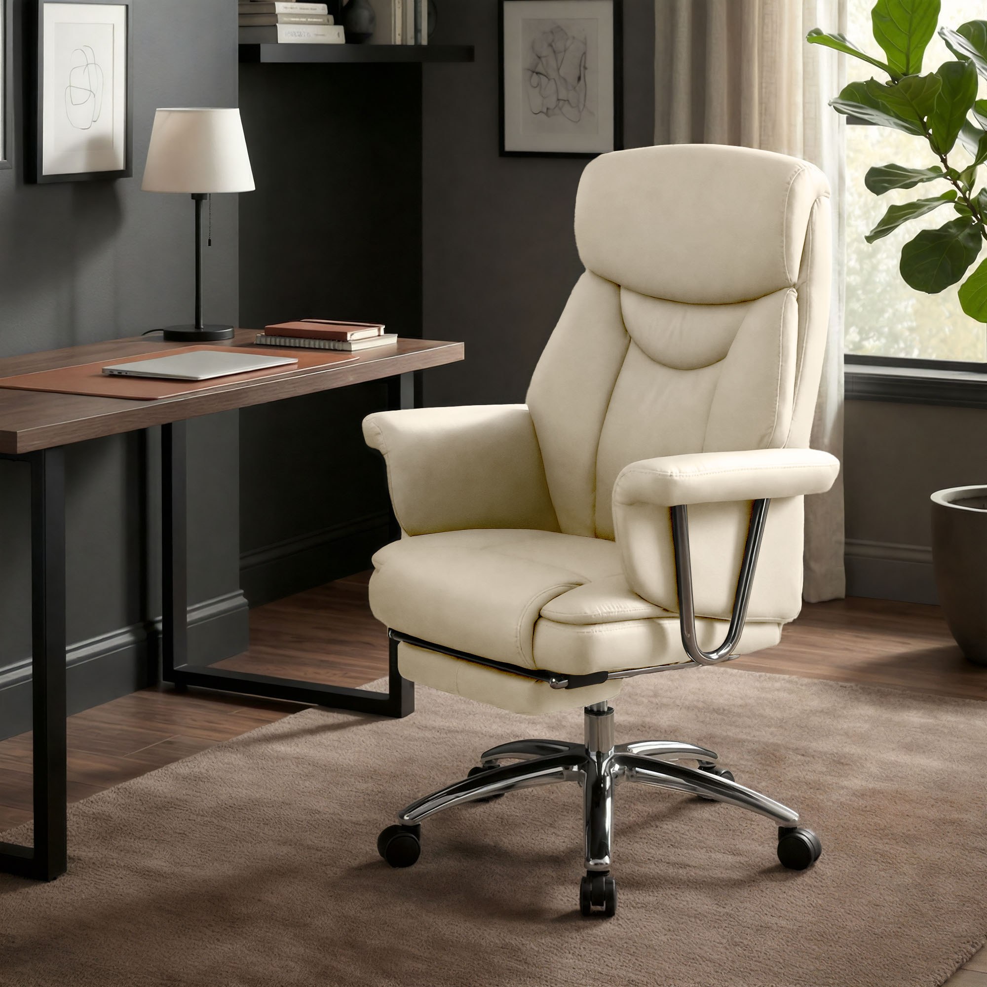 Chaise de bureau Dahra en cuir véritable