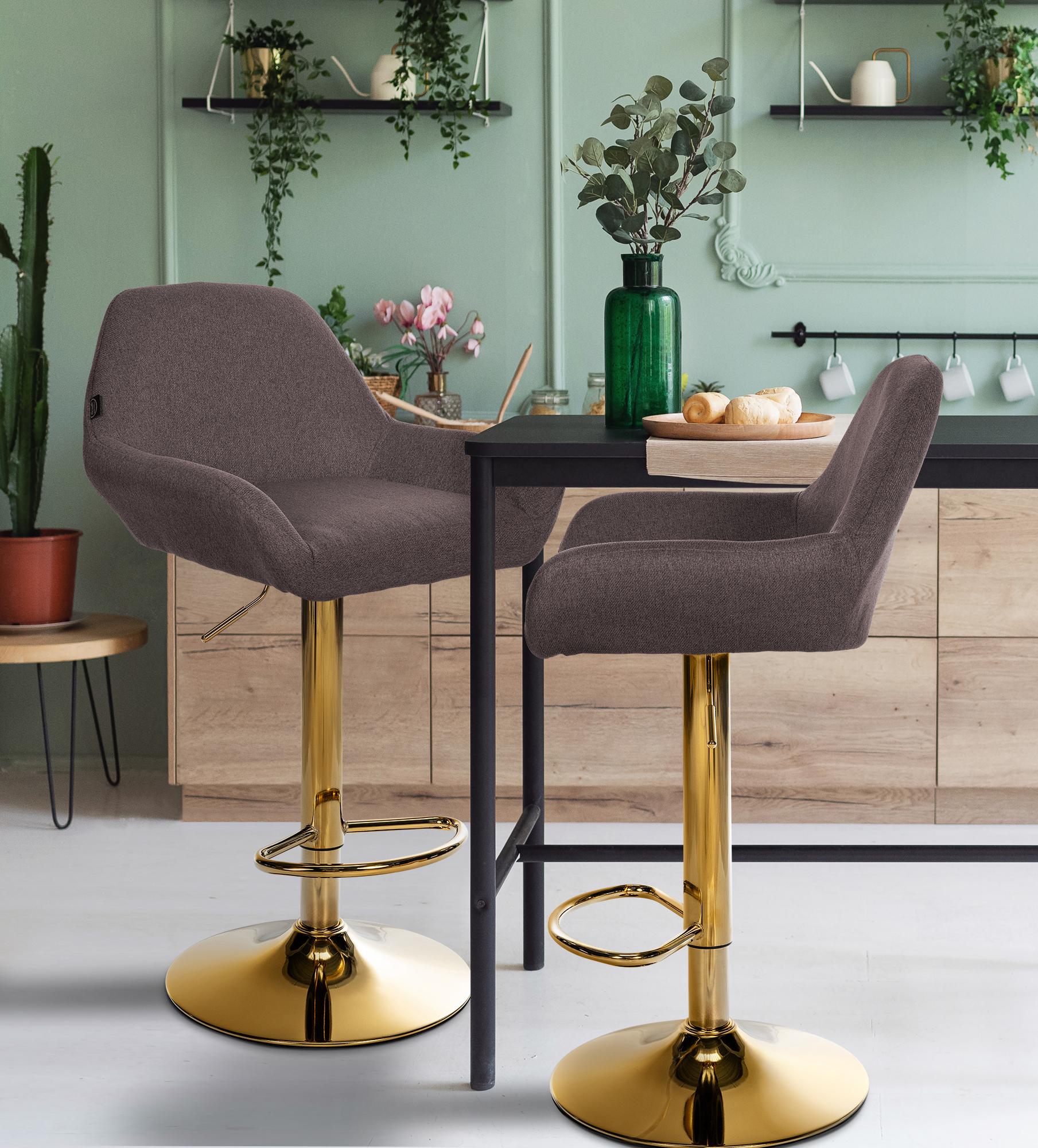Lot de 2 tabourets de bar Braga Gold tissu