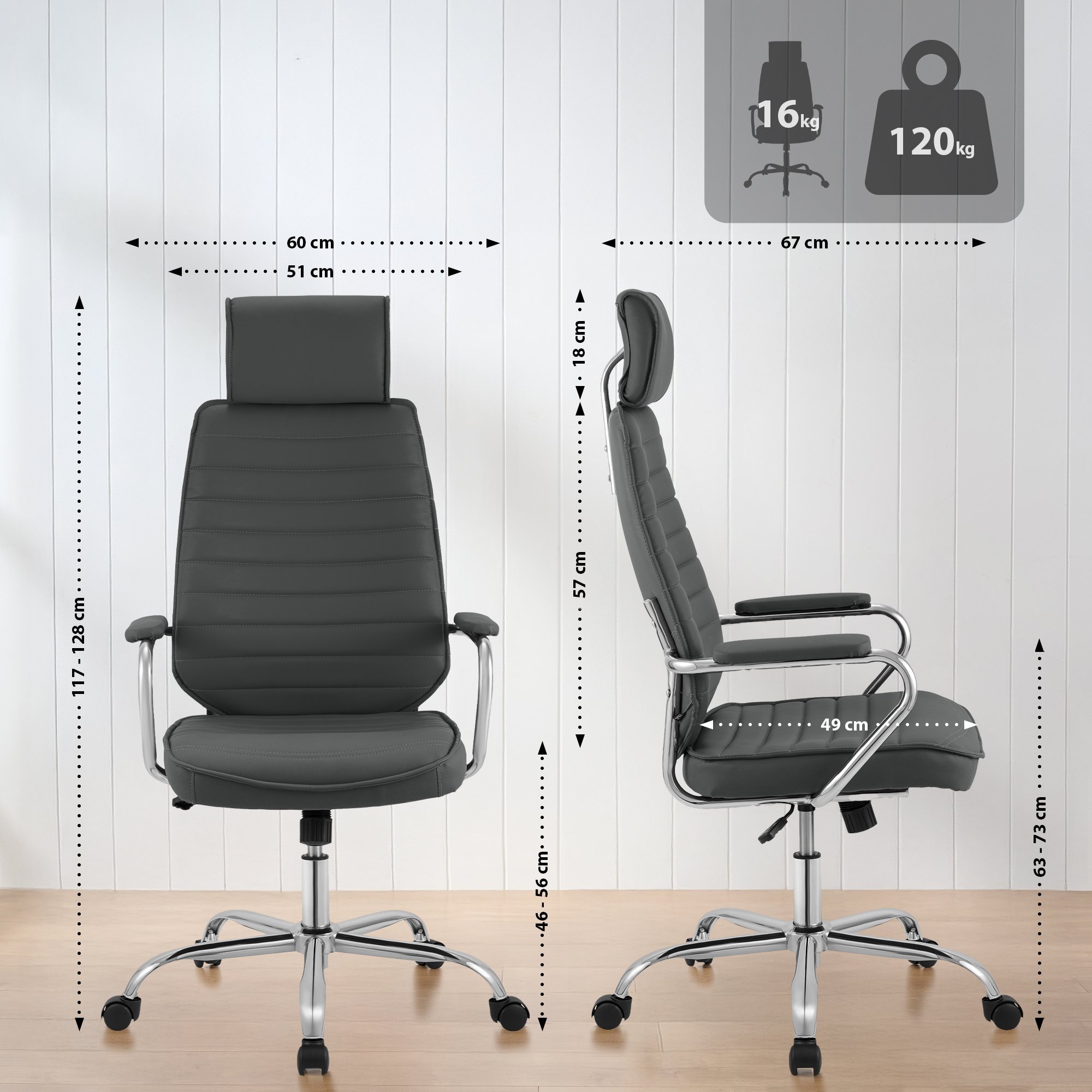 Chaise de Bureau Rako en Cuir Synthétique