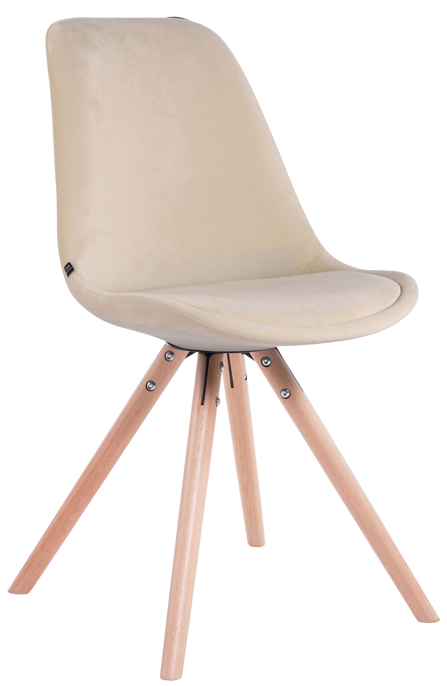 Lot de 4 Chaises de salle à manger Toulouse Velours Pieds ronds bois