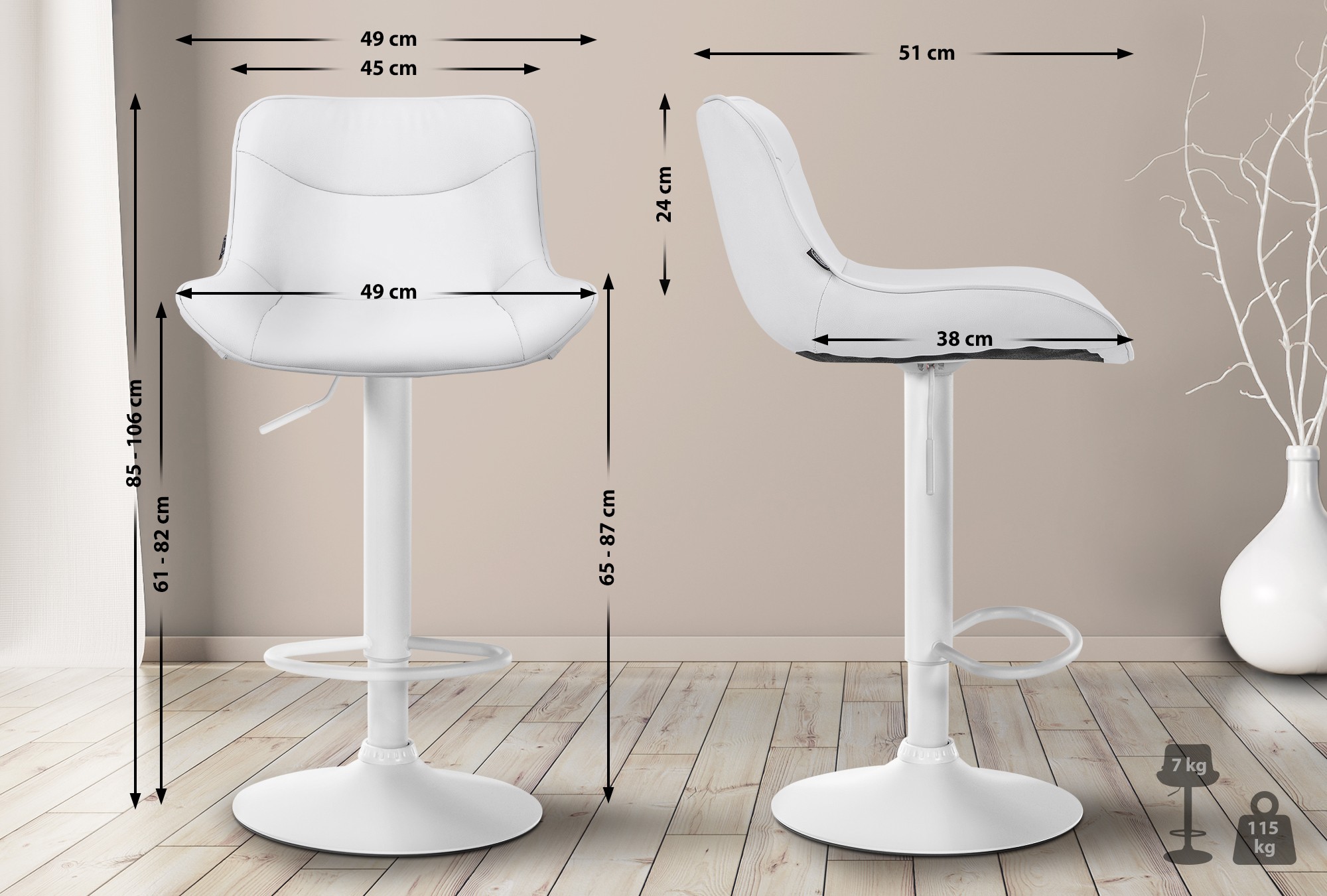 Lot de 2 tabourets de bar Vonore en similicuir