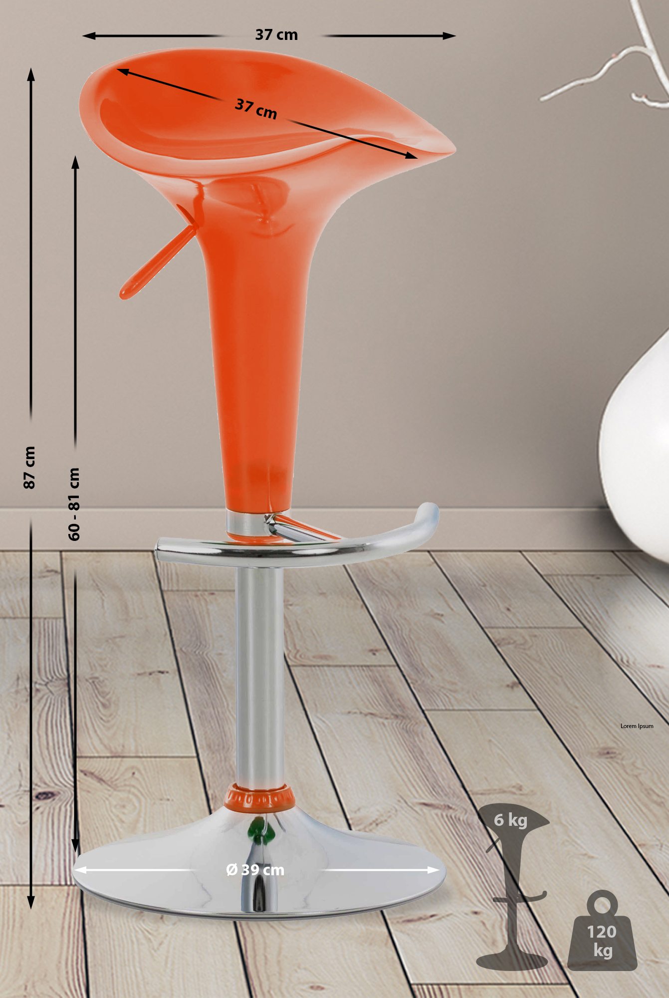 Tabouret de bar Saddle avec Assise en p^lastique pied en métal