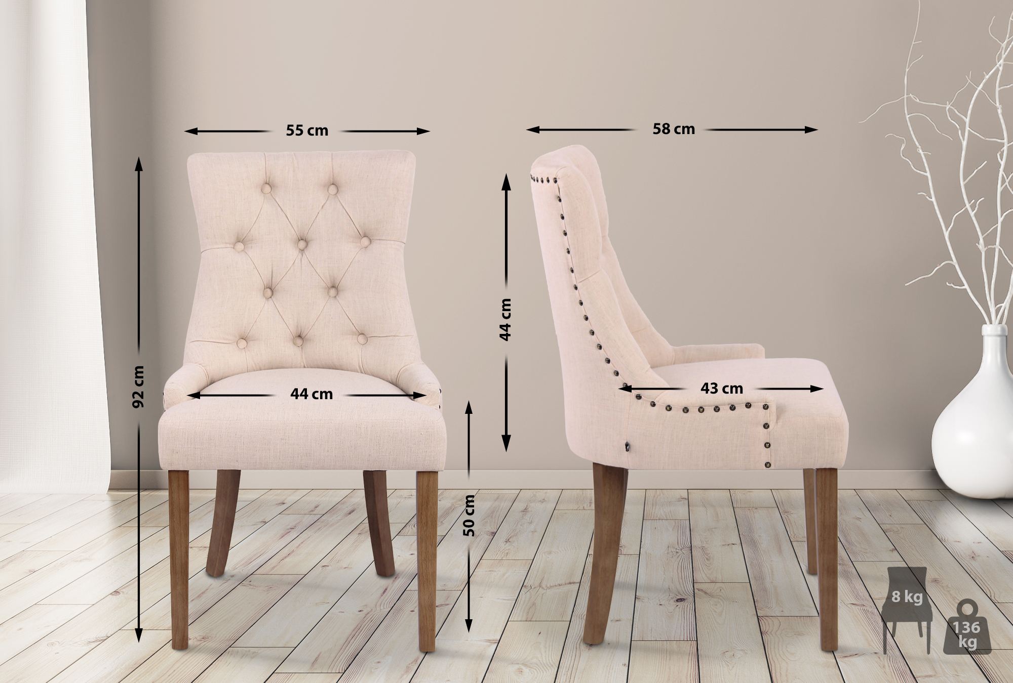 Chaise de salle à manger Aberdeen tissu