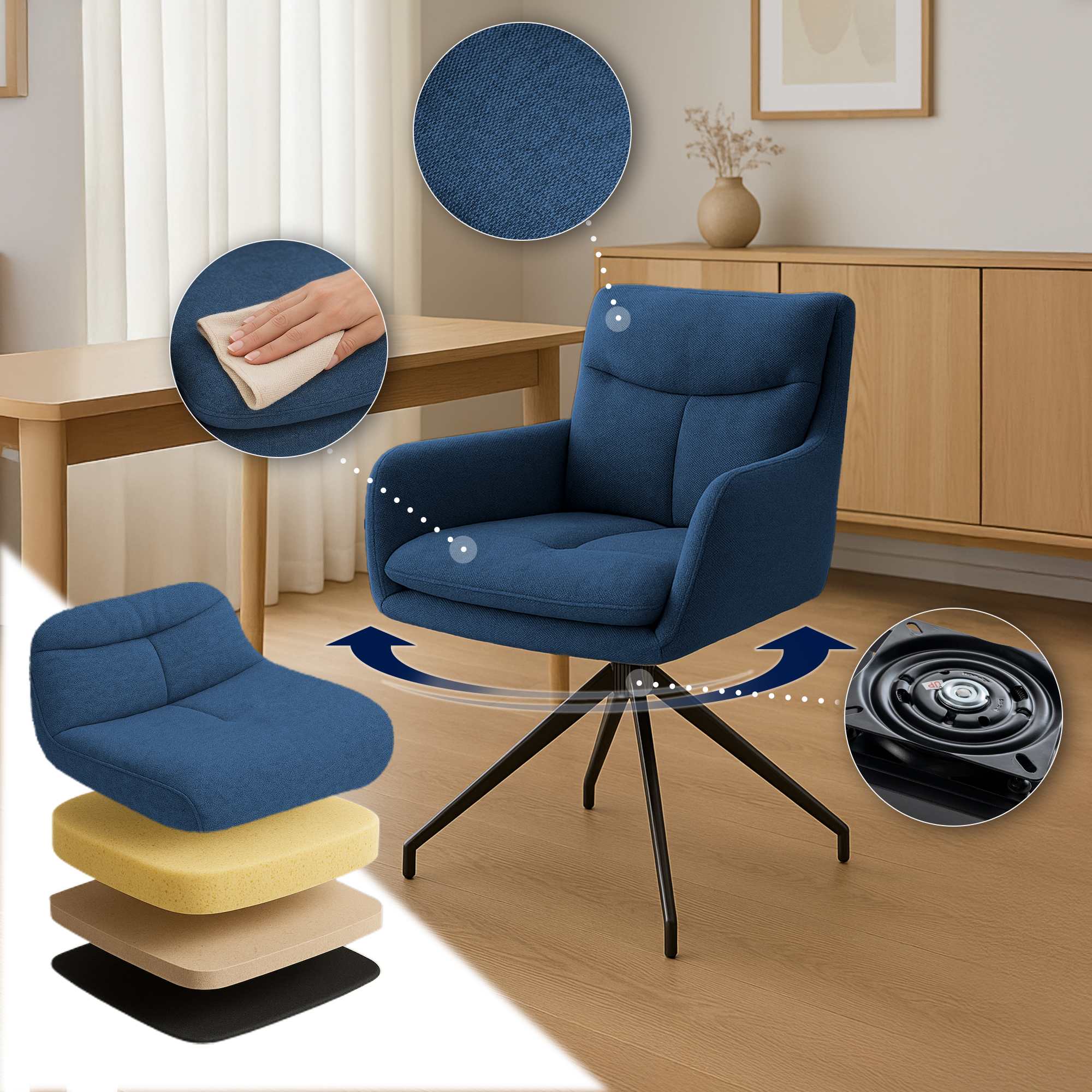 Lot de 2 chaises de salle à manger Somers tissu