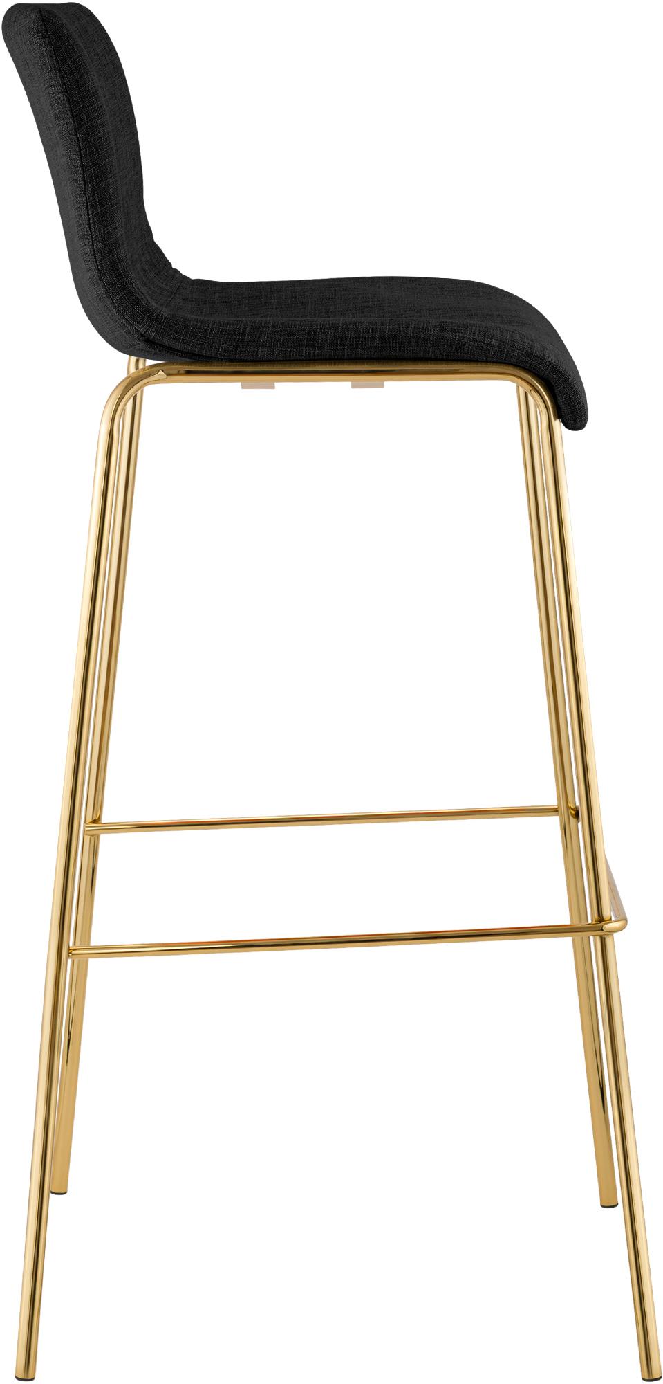 Lot de 2 Tabourets de bar Hover en tissu, piètement quatre pieds doré
