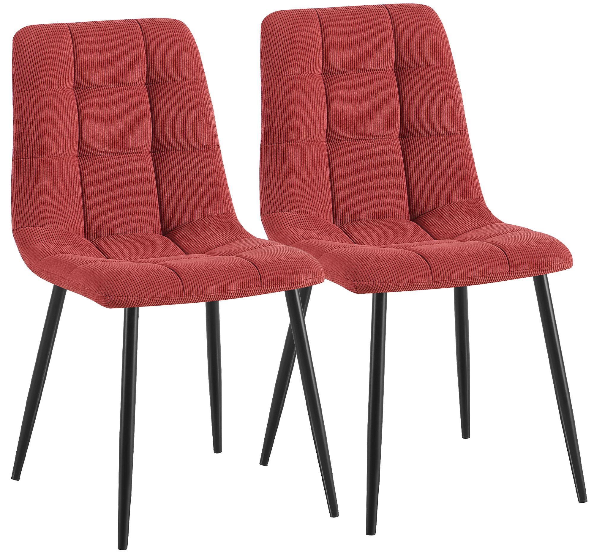Lot de 2 chaises de salle a manger Antibes en velours cotele