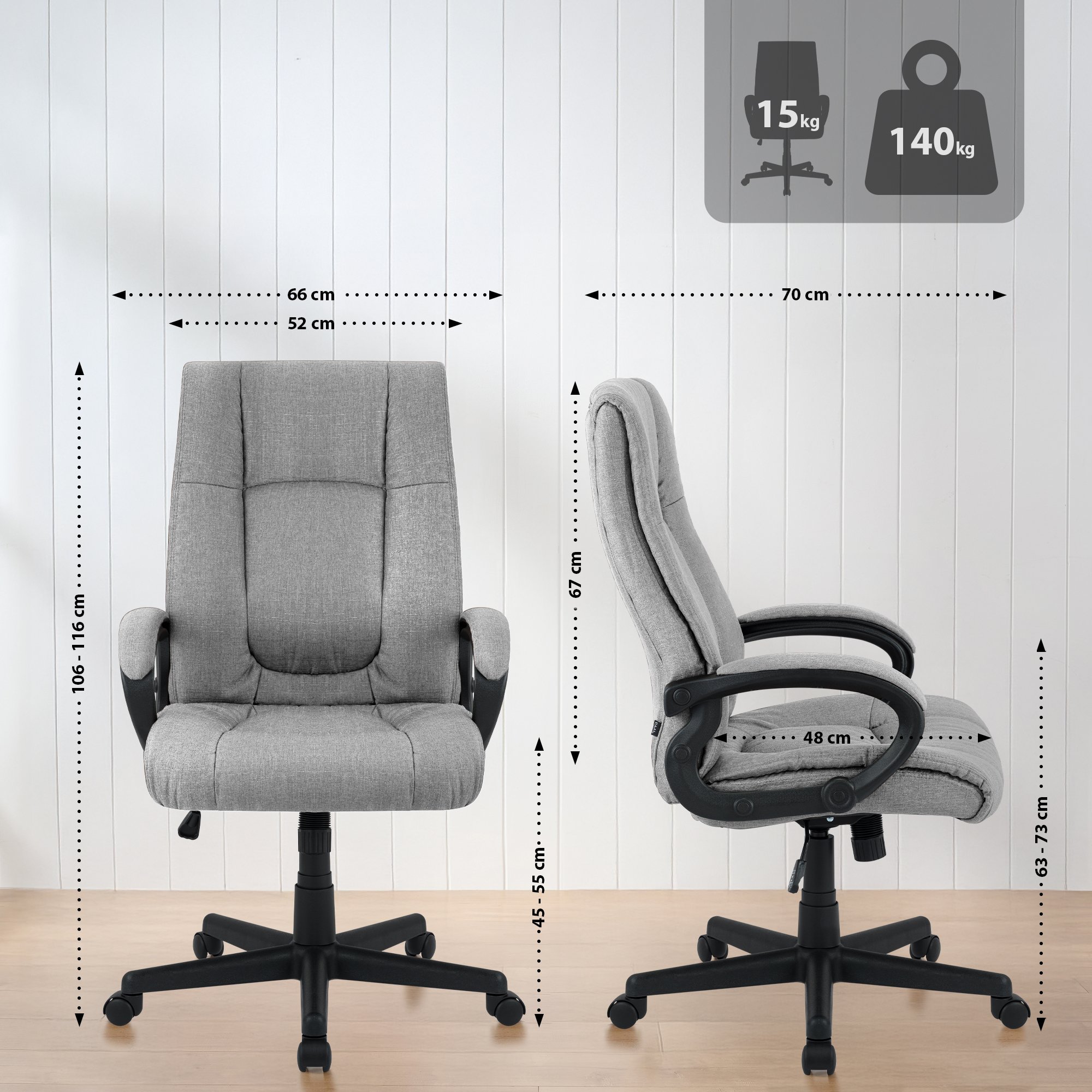 Chaise de Bureau XL Sparta Tissu