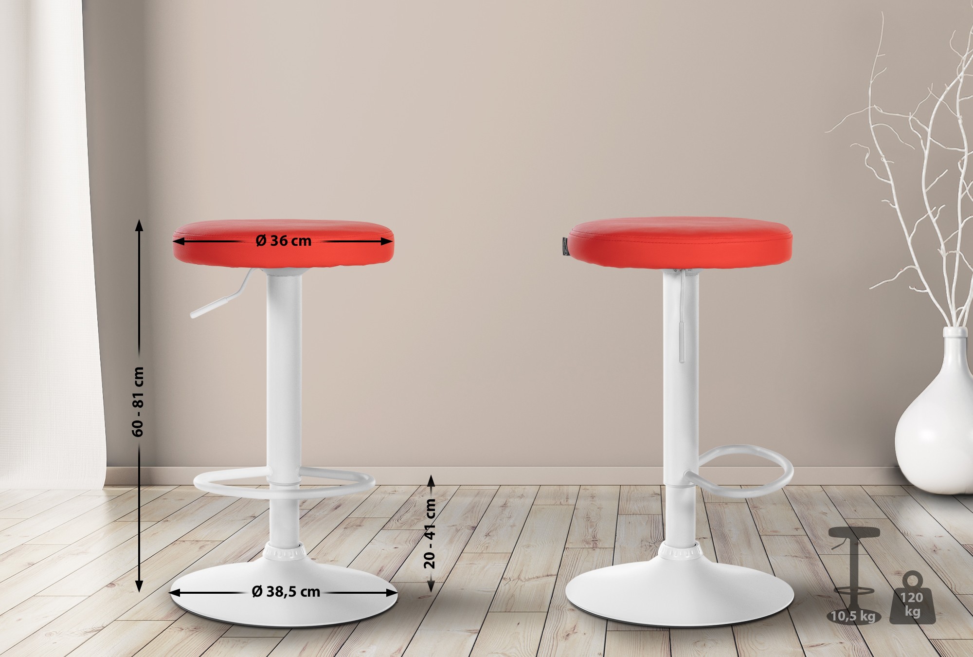 Lot de 2 tabourets de bar Ponte en similicuir