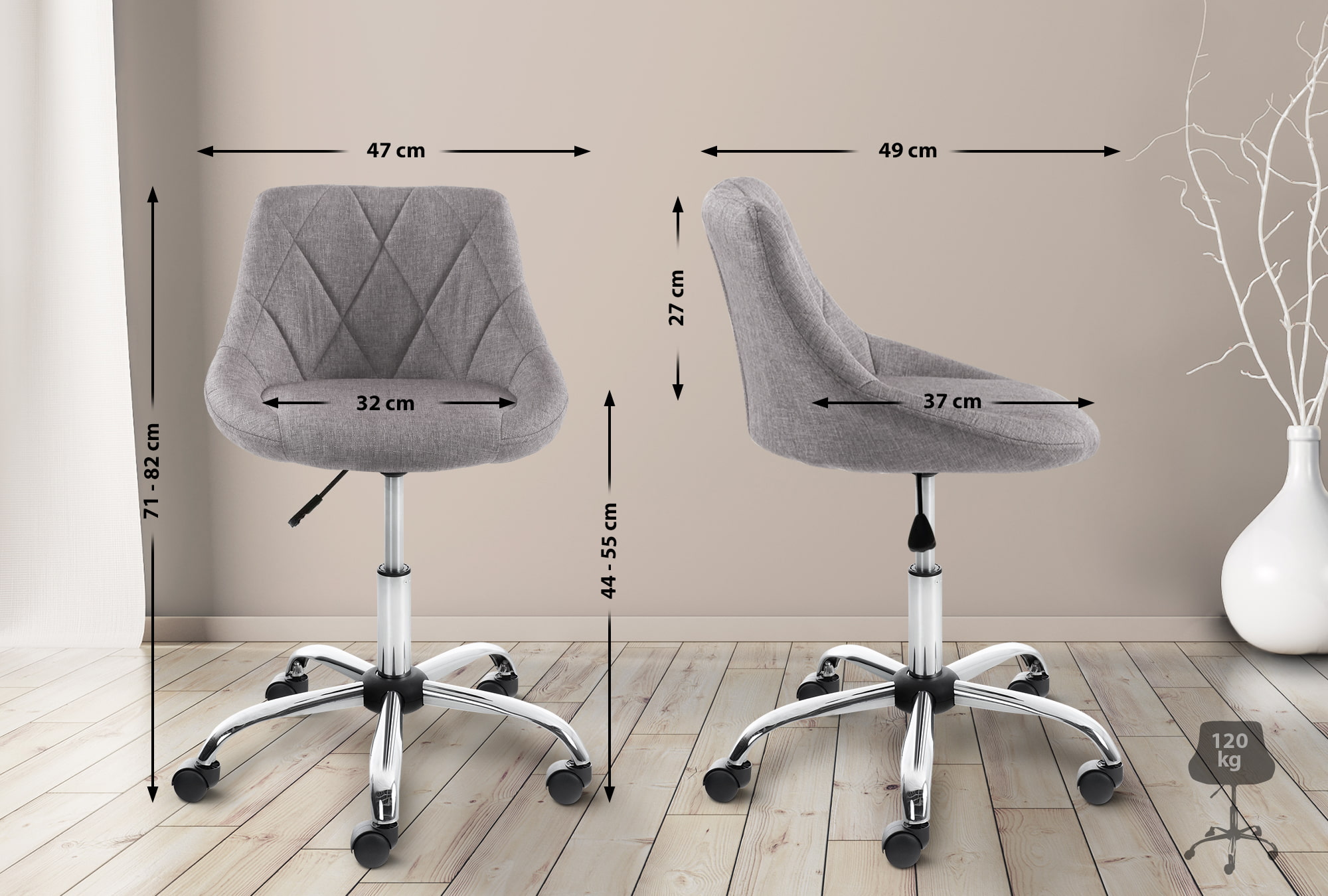 Tabouret de travail Lazio réglable en hauteur et pivotant