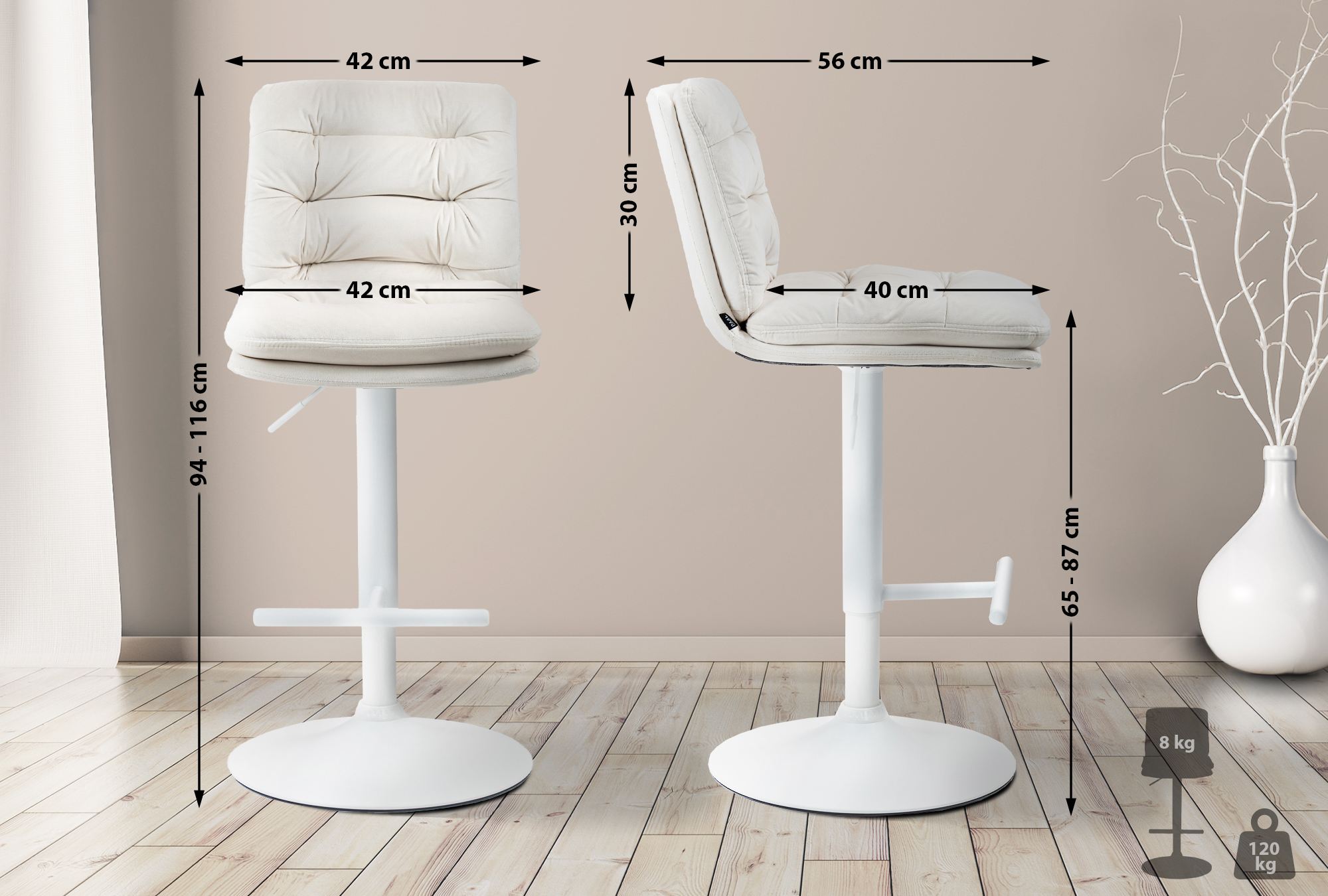 Tabouret de bar Damar velours