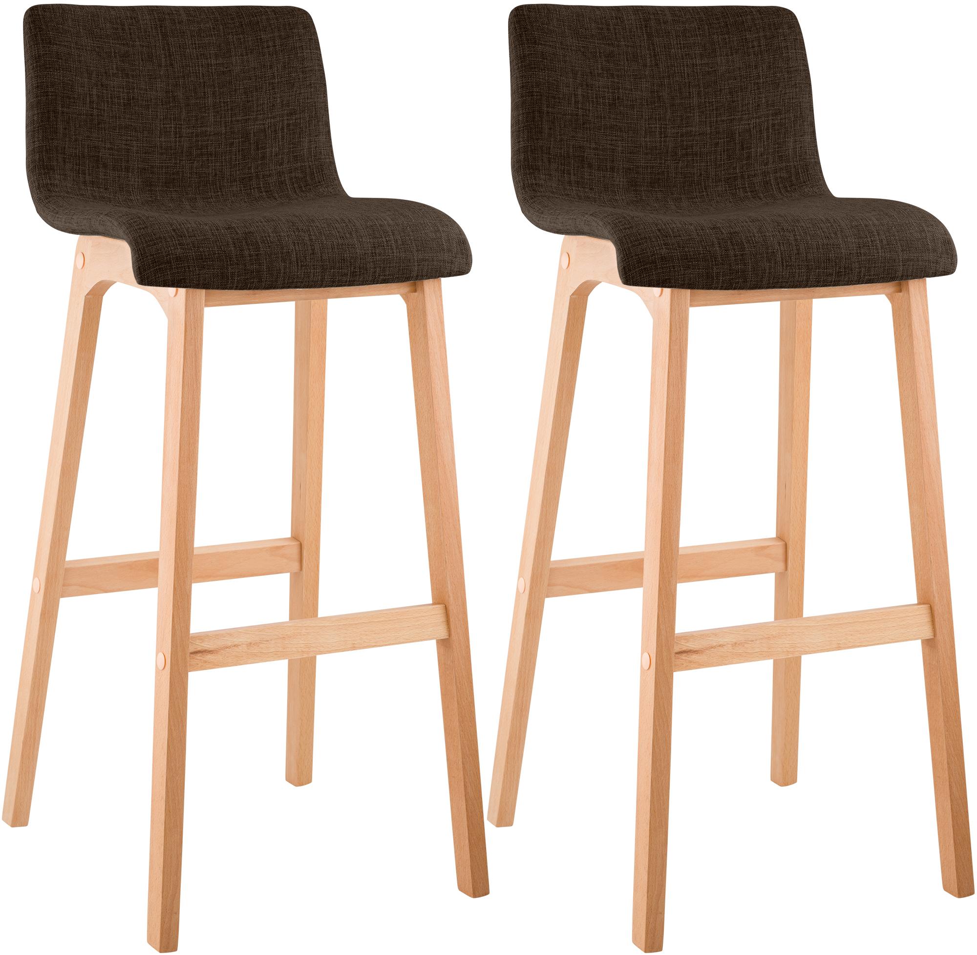 Lot de 2 tabourets de bar Hover en tissu, piètement à quatre pieds en bois naturel