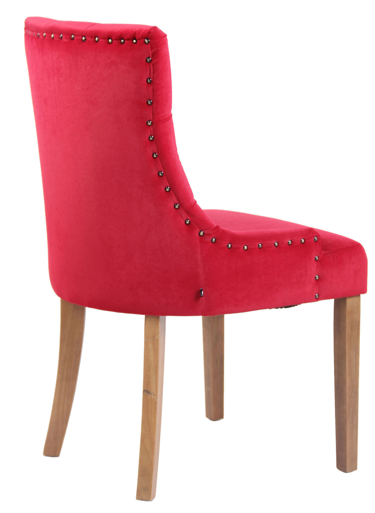 Lot de 4 Chaises de salle à manger Aberdeen en Velours Piètement en bois d'hévéa