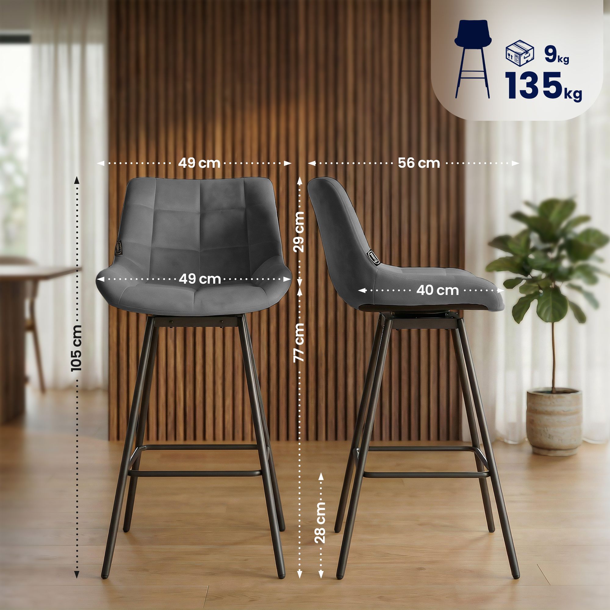 Tabouret de bar Weston pivotant