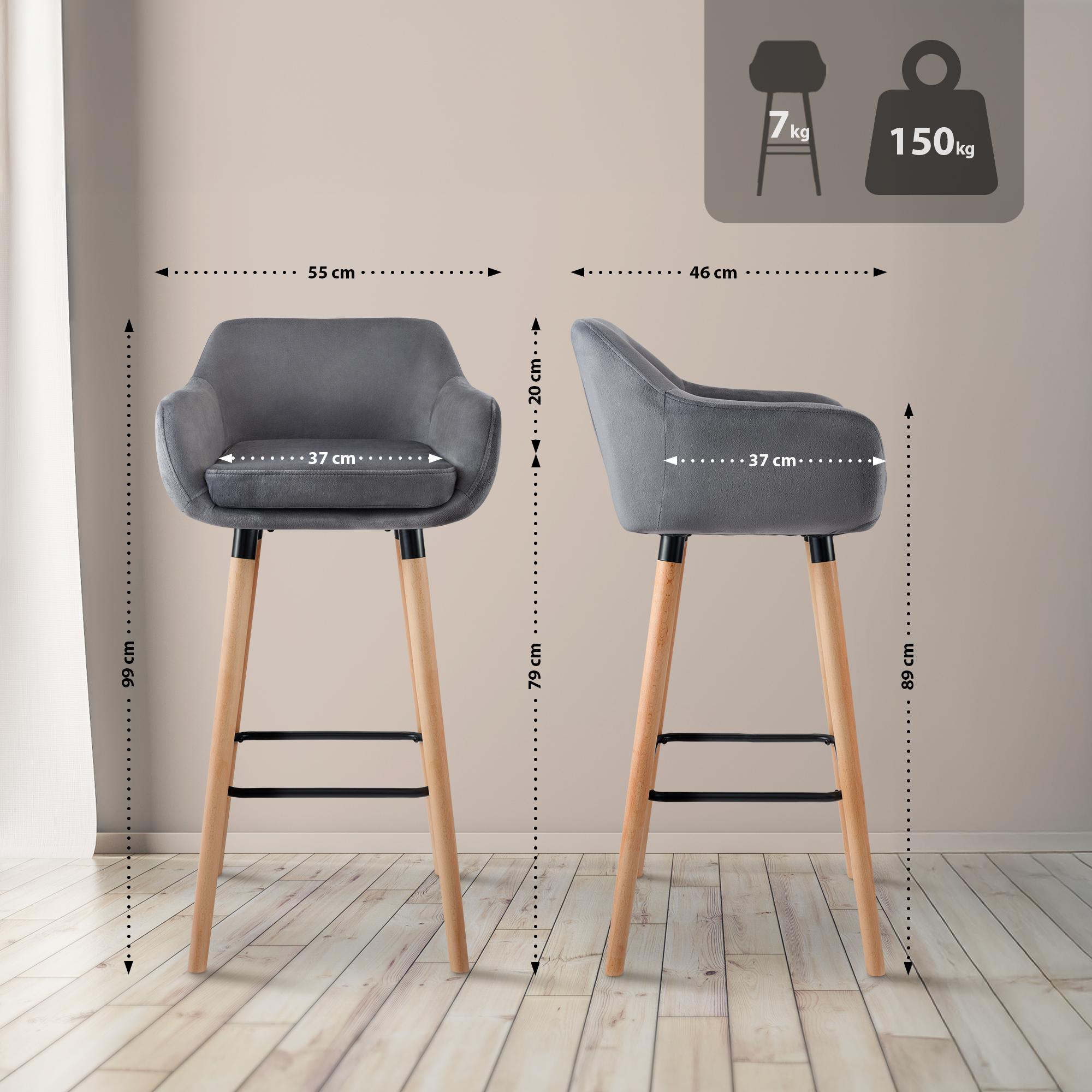 Lot de 2 tabourets de bar Grant en velours