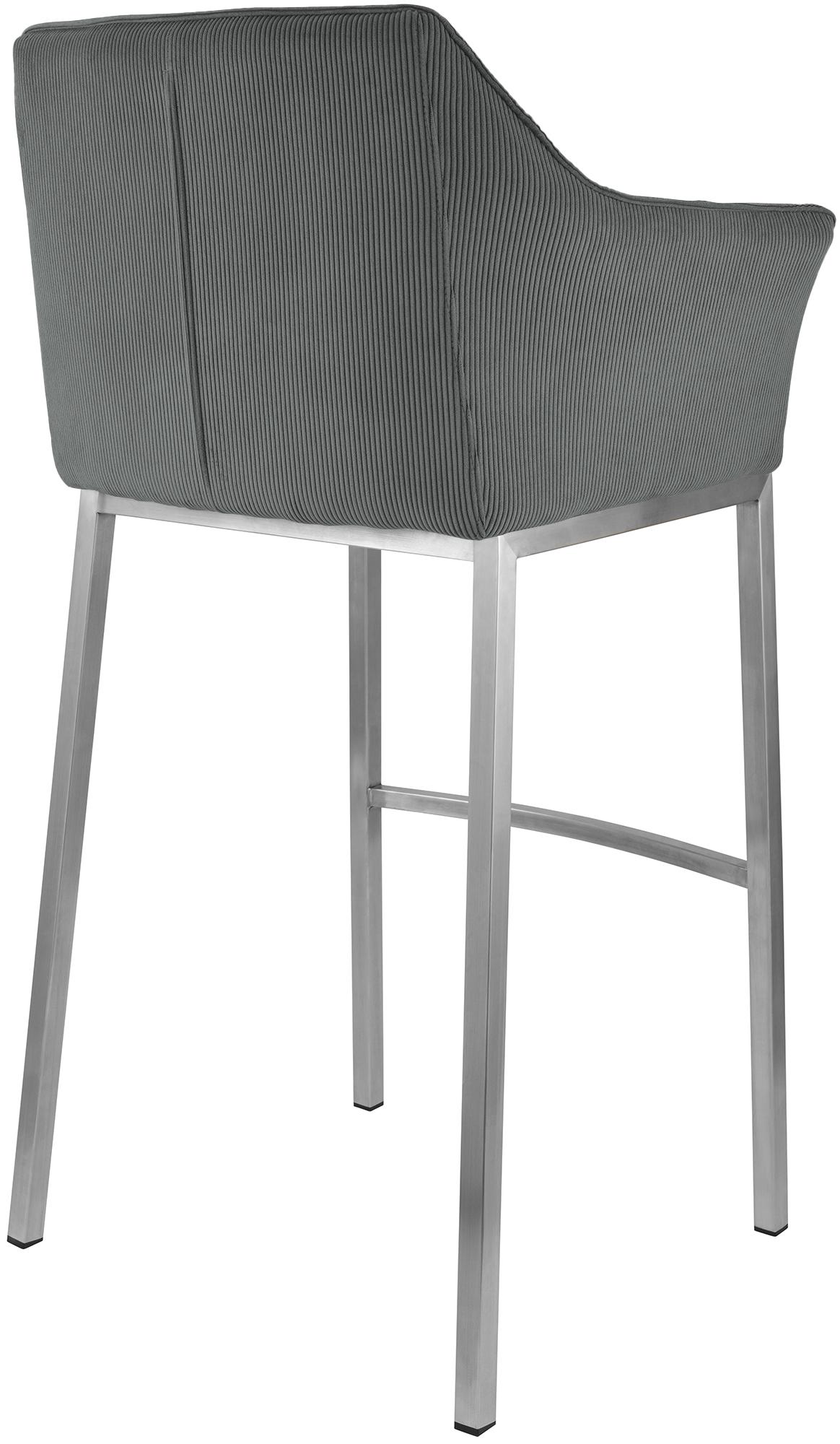Tabouret de Bar Damaso en Velours Côtelé avec Piétement à Quatre Pieds