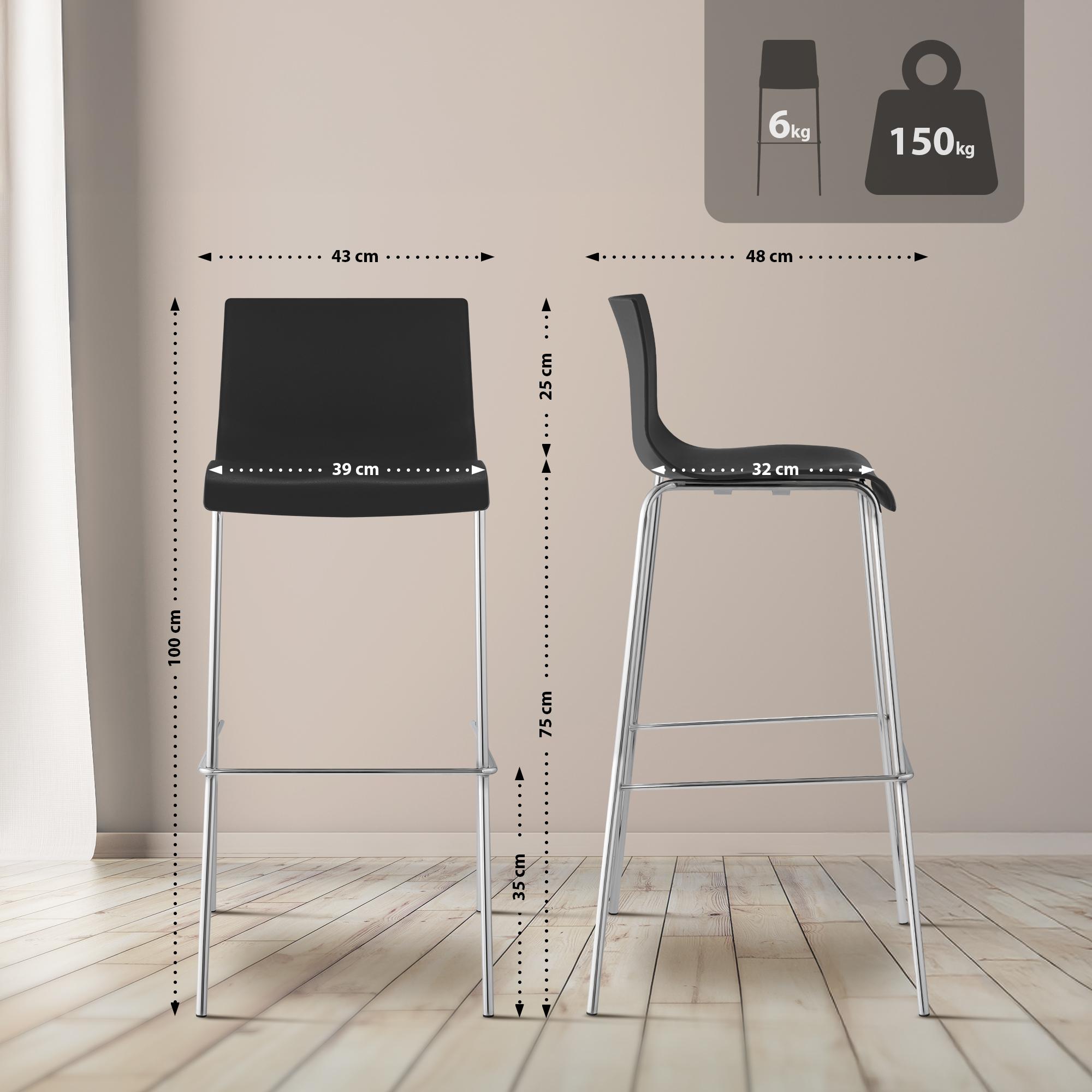 Tabouret de Bar Hover Plastique Cadre à 4 Pieds