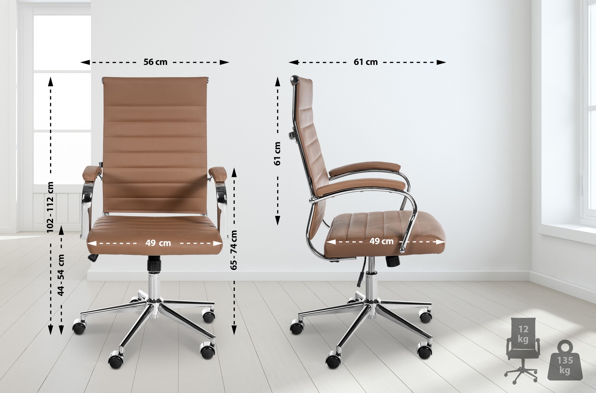 Chaise de bureau Mollis cuir véritable