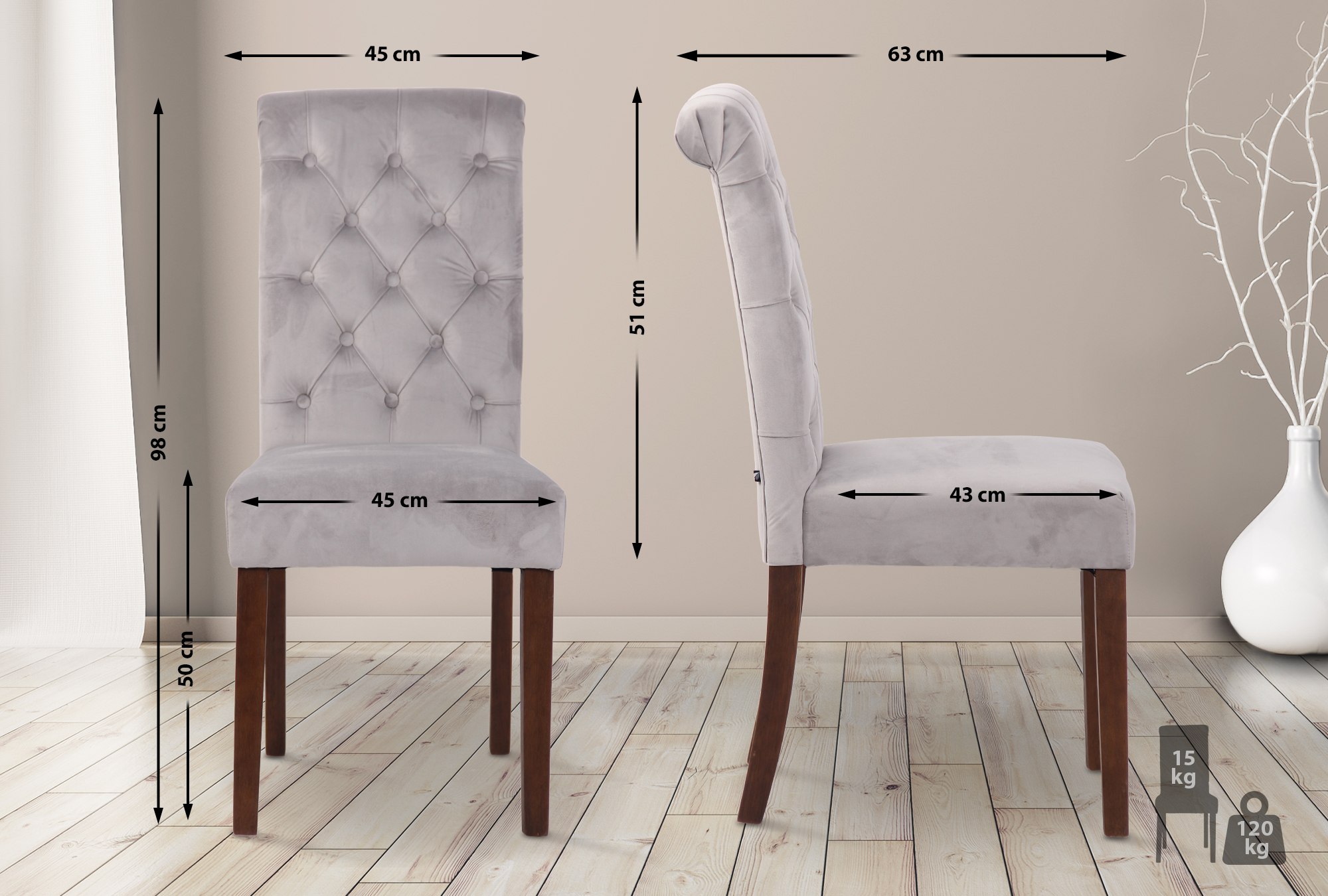 Lot de 2 Chaises de salle à manger Lisburn