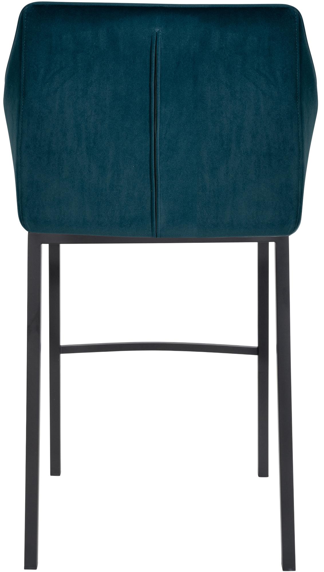 Lot de 2 tabourets de bar Damaso en velours avec piètement à quatre pieds