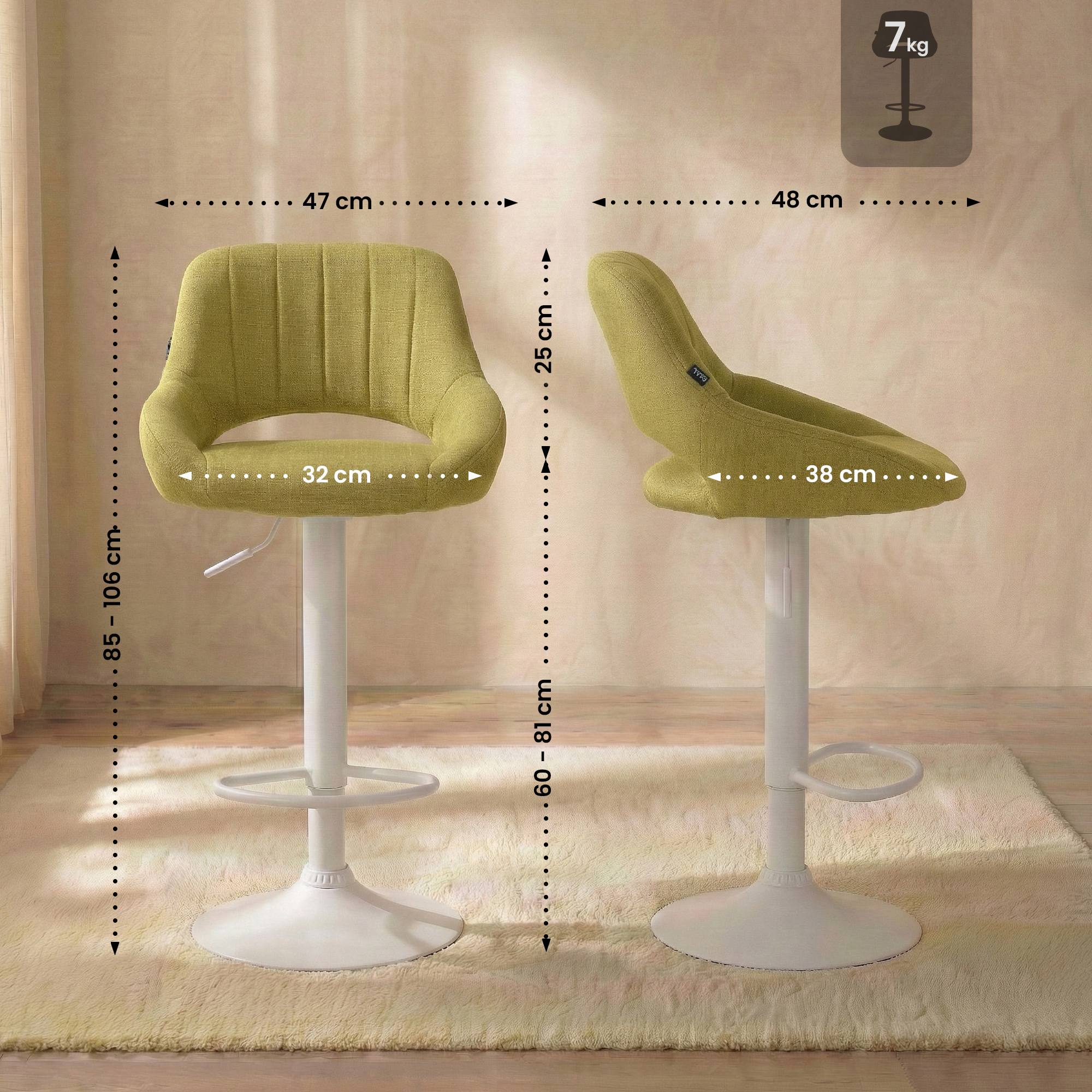 Lot de 2 tabourets de bar Milet en tissu
