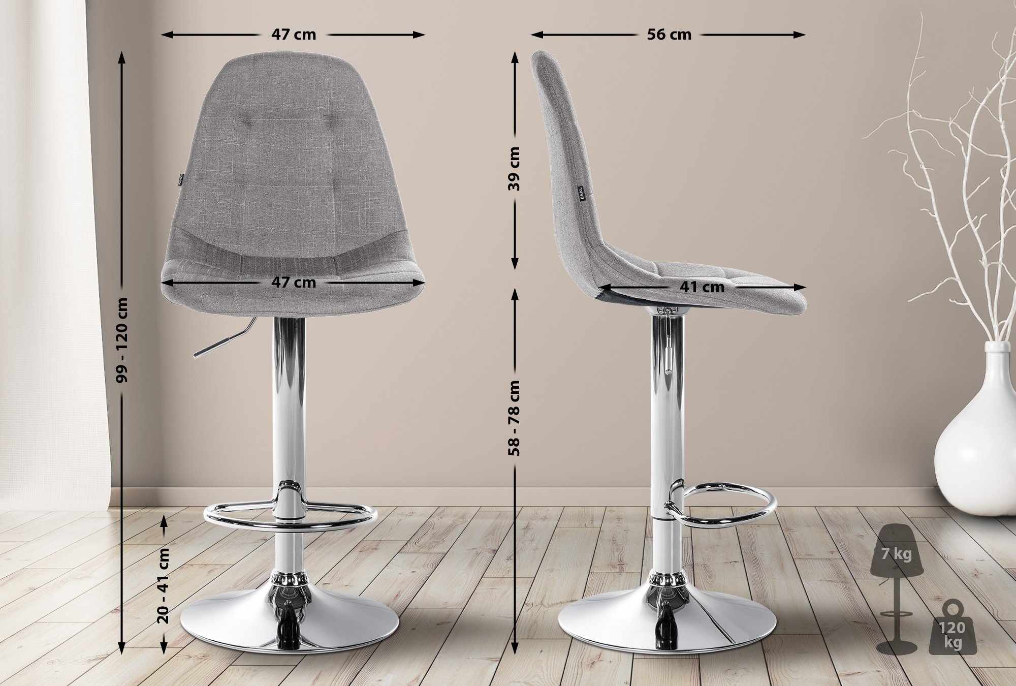 Tabouret de bar Elmore Tissu