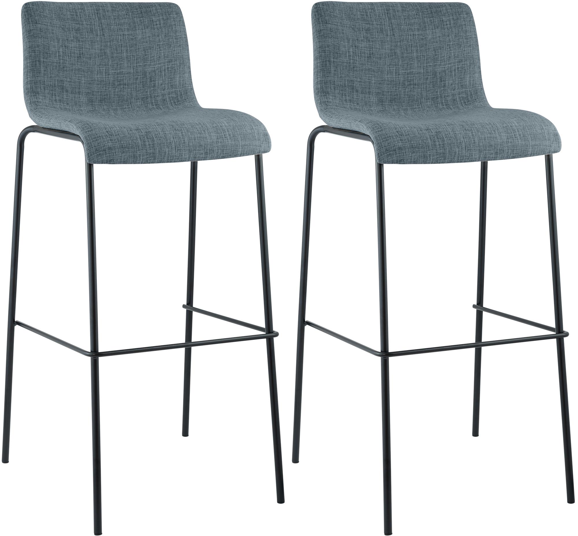 Lot de 2 tabourets de bar Hover en tissu, pieds metalliques