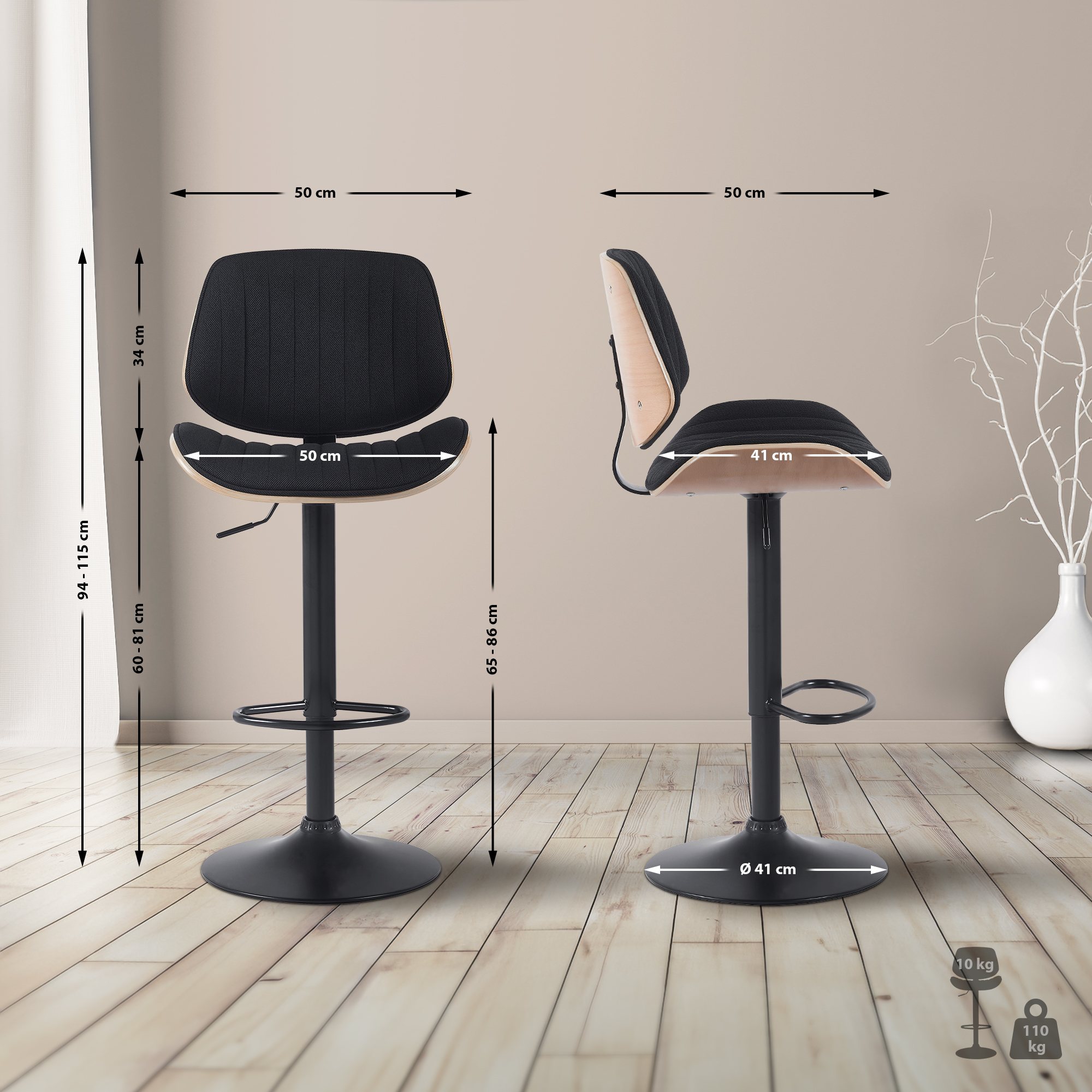 Tabouret de bar Clawson Tissu