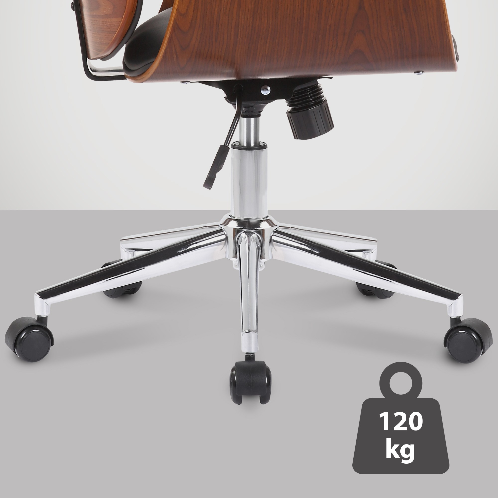 Fauteuil de bureau Kemberg en similicuir avec coque d'assise en bois