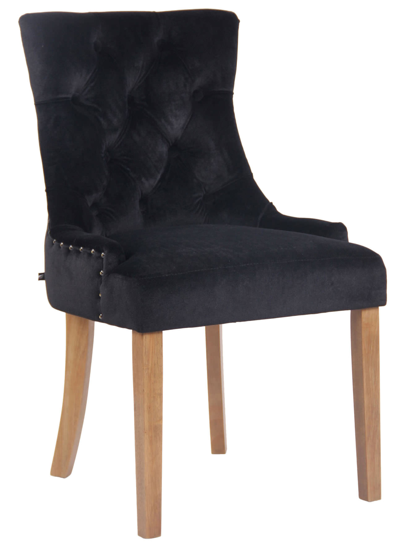 Chaise de salle à manger Aberdeen en Velours avec Piètement en bois d'hévéa