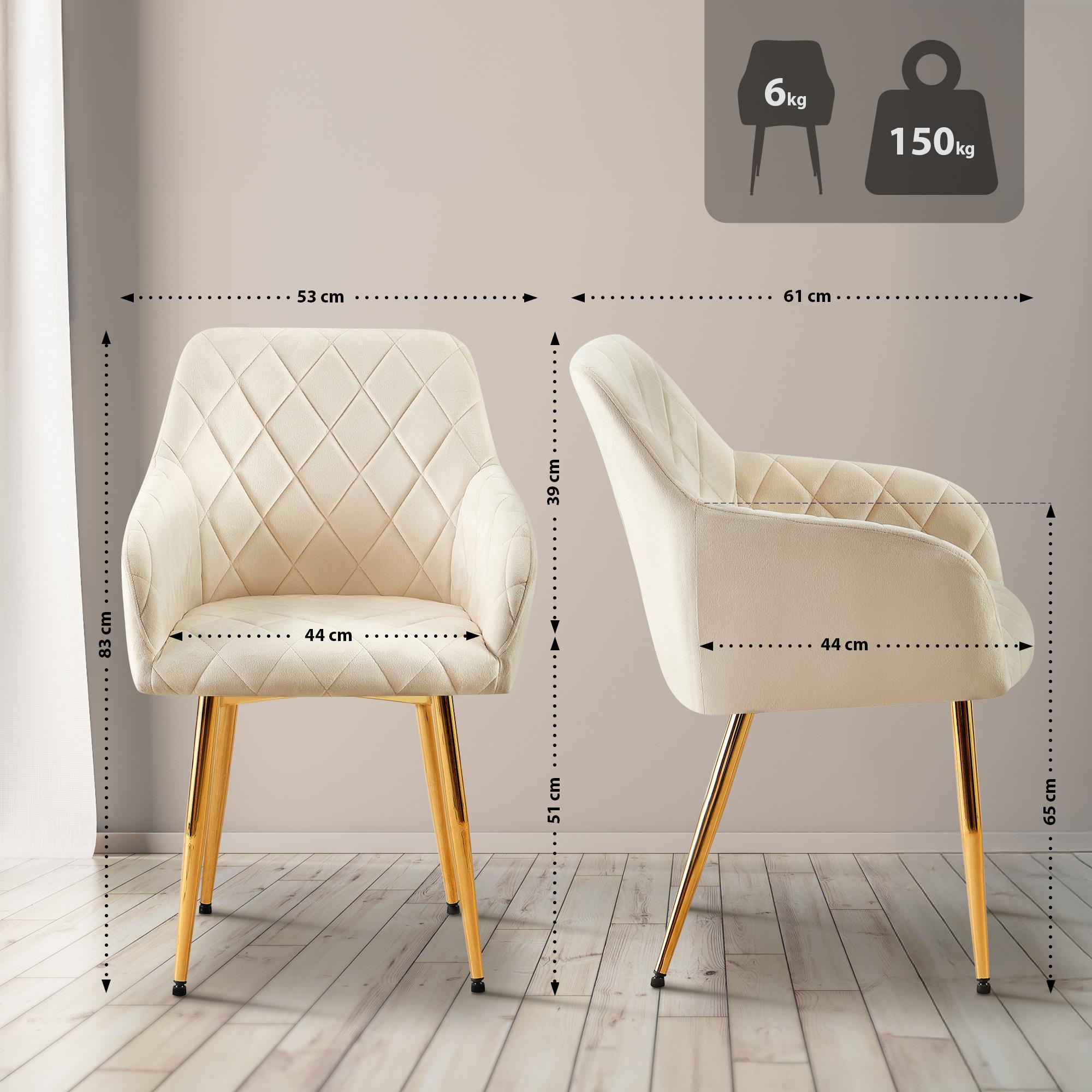 Lot de 2 chaises de salle à manger Monett velours