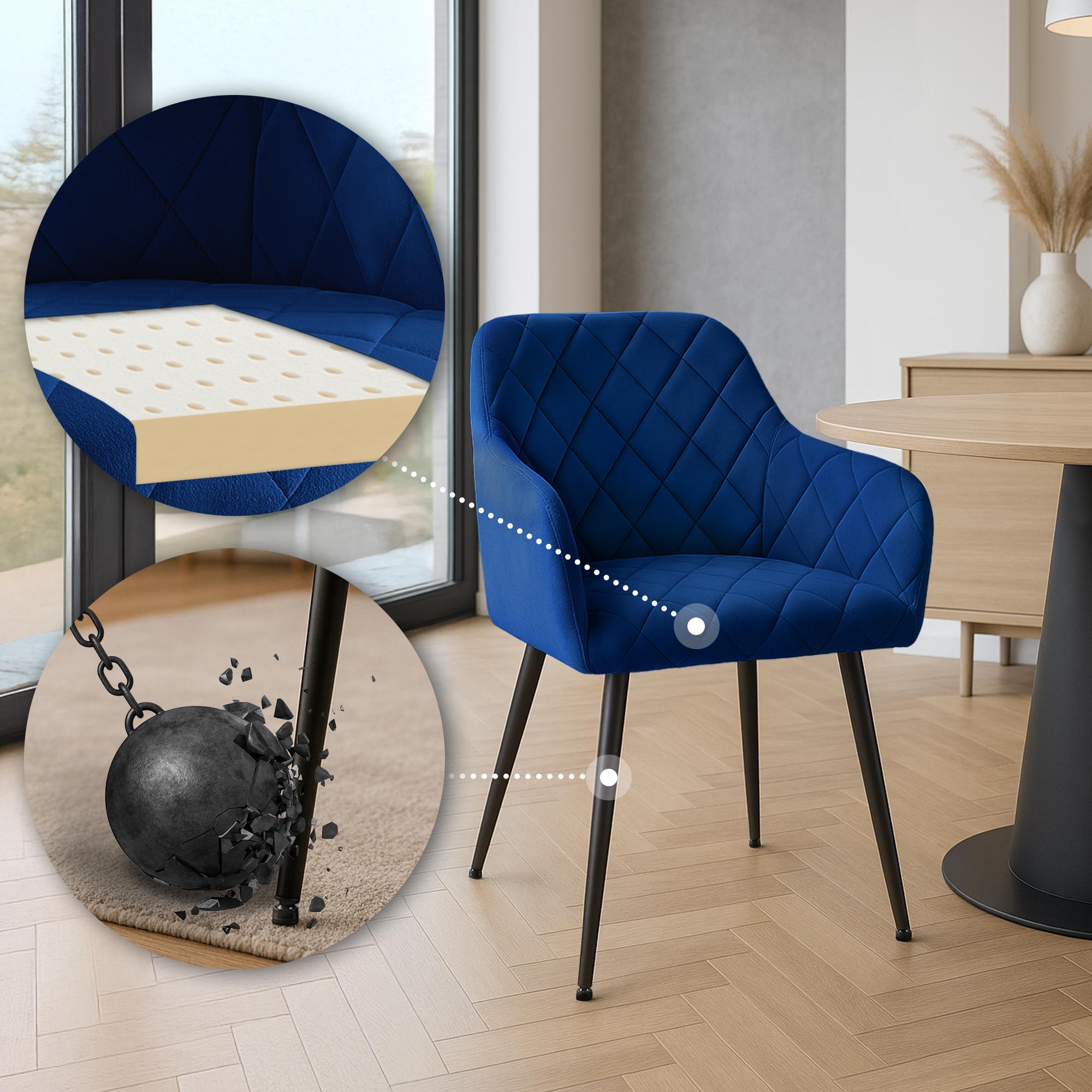 Lot de 2 chaises de salle à manger Monett velours