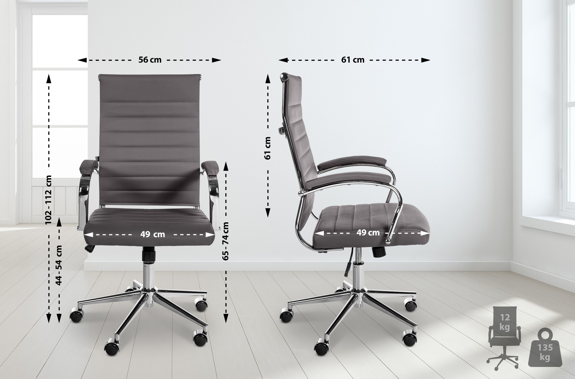Chaise de bureau Mollis cuir véritable