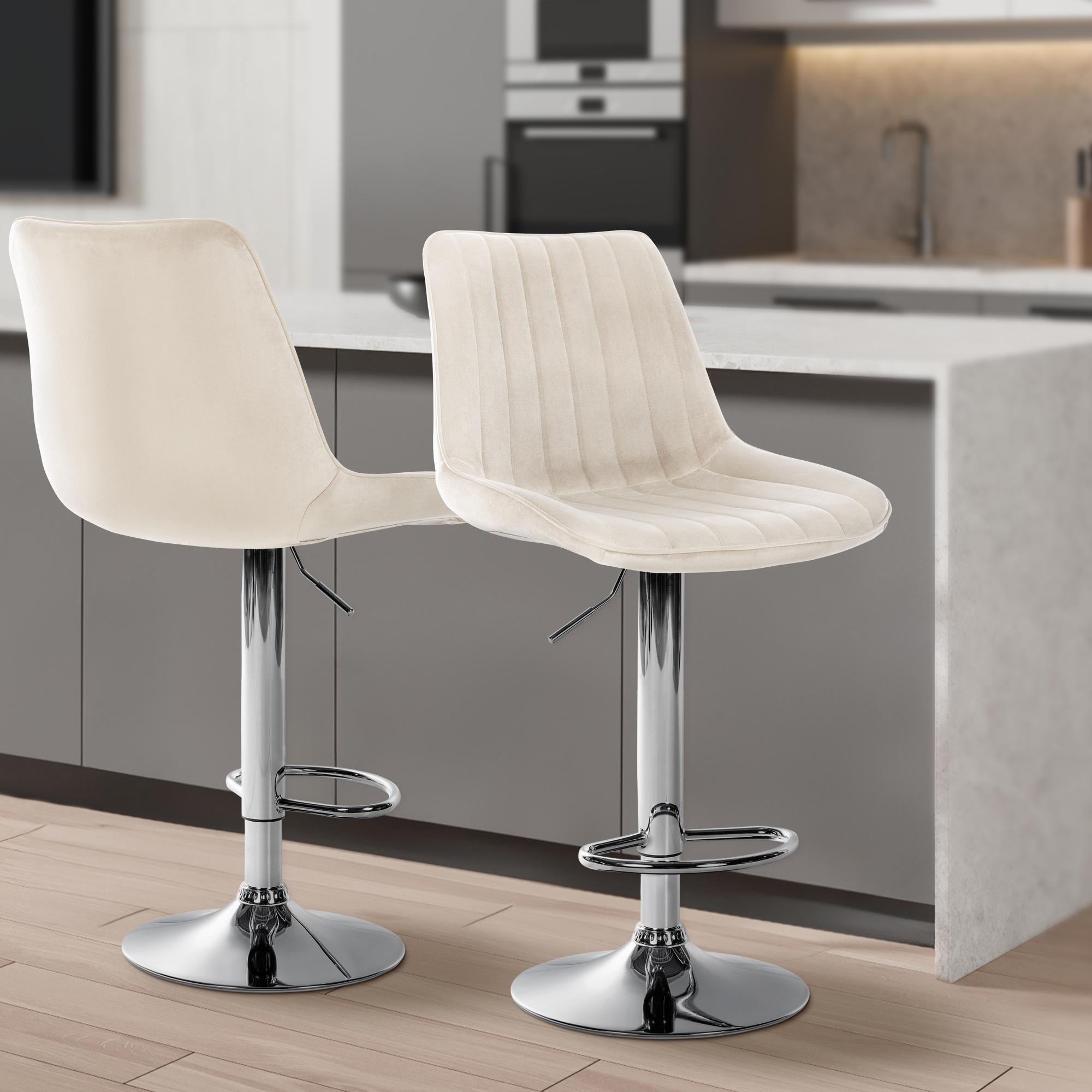 Lot de 2 tabourets de bar Toni velours