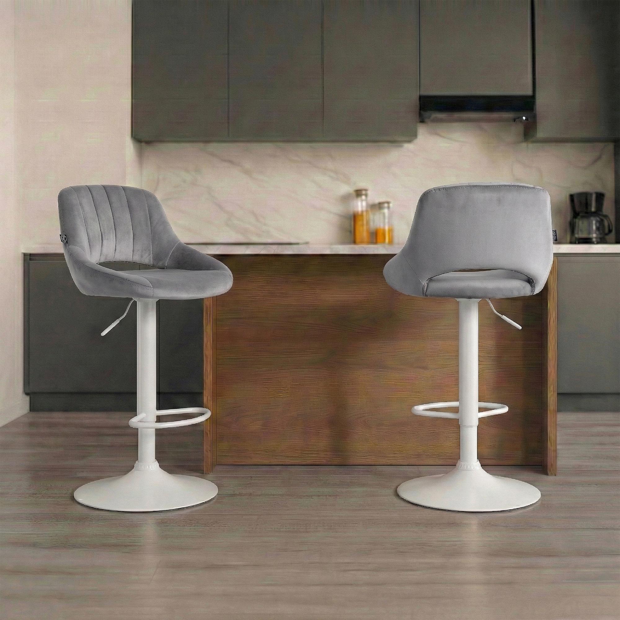 Lot de 2 tabourets de bar Milet en velours