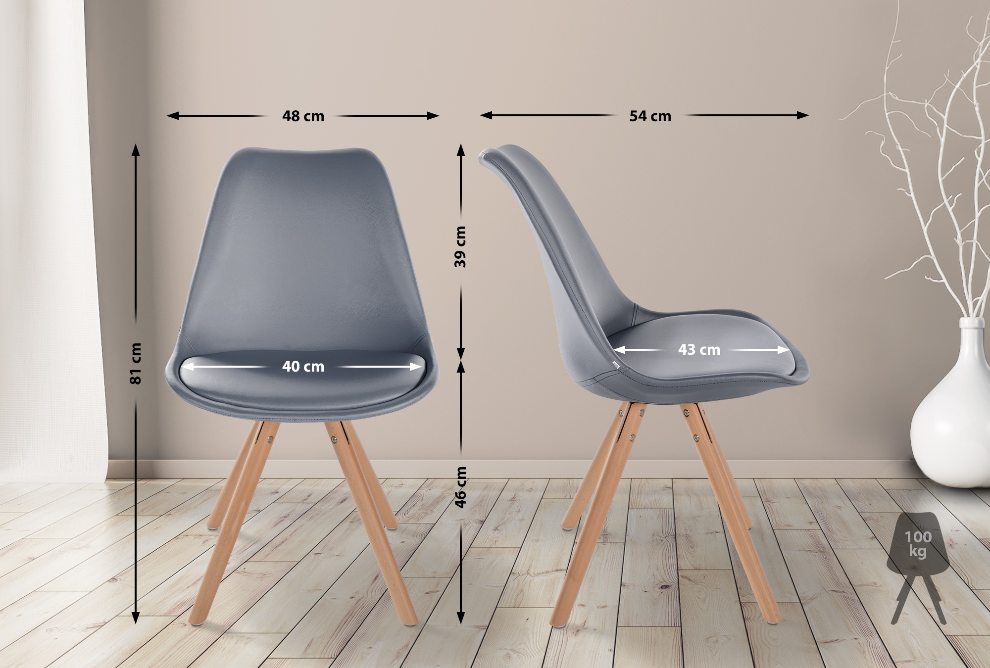Lot de 4 chaises de salle à manger Sofia en Similicuir