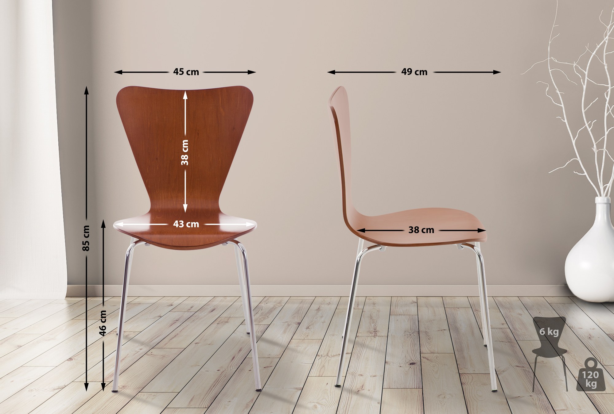 Lot de 16 chaises visiteur empilables Calisto