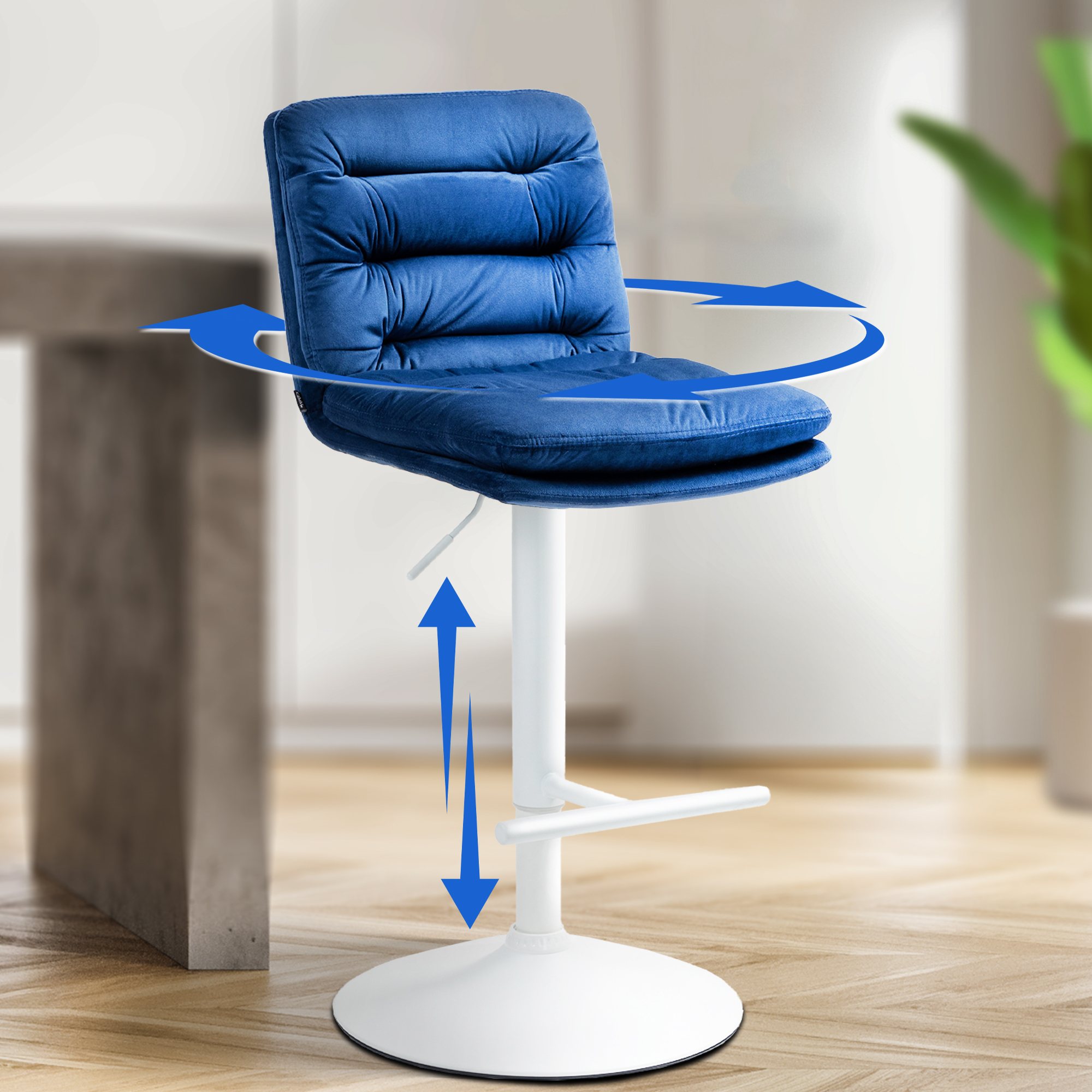 Lot de 2 tabourets de bar Damar velours