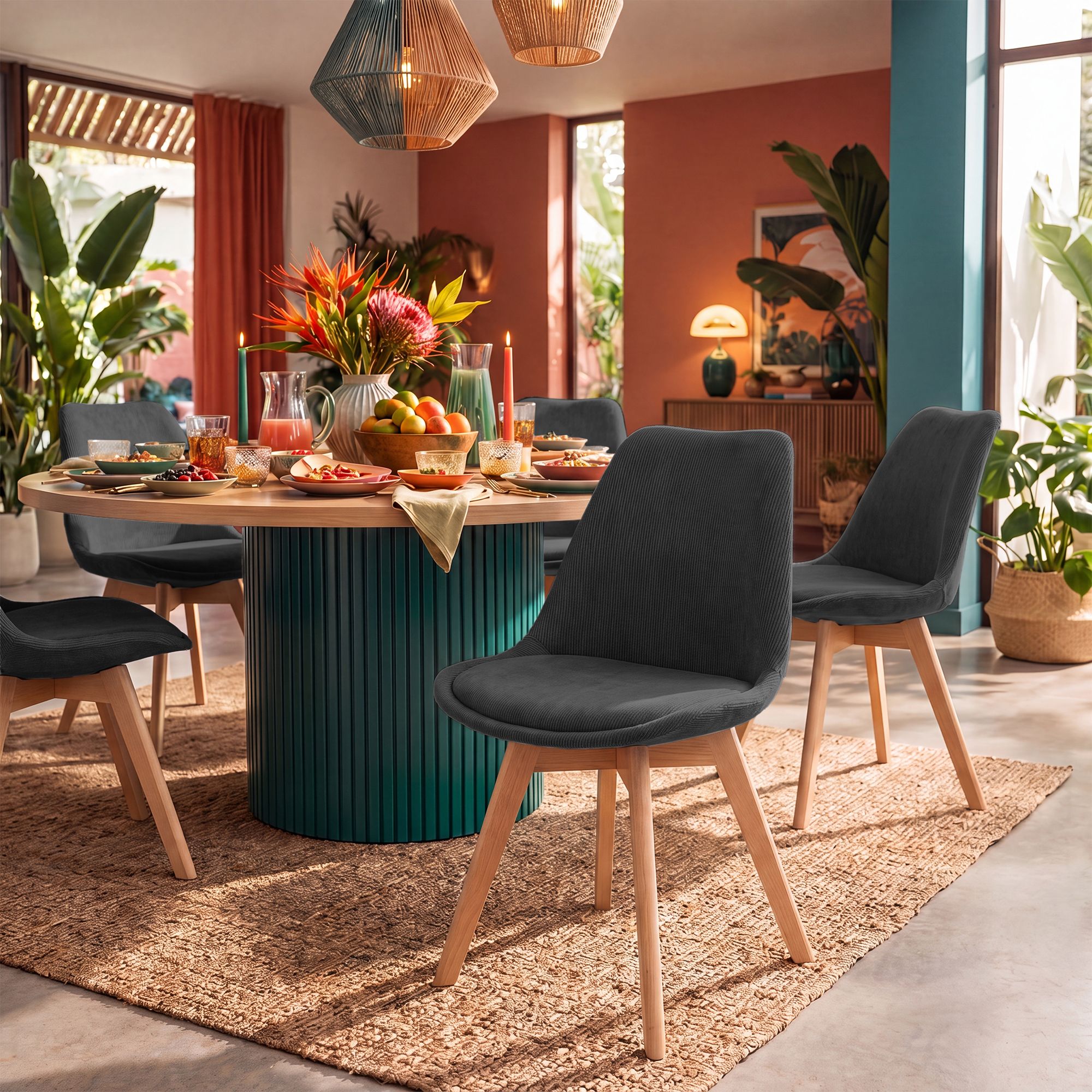 Lot de 4 chaises de salle a manger Linares