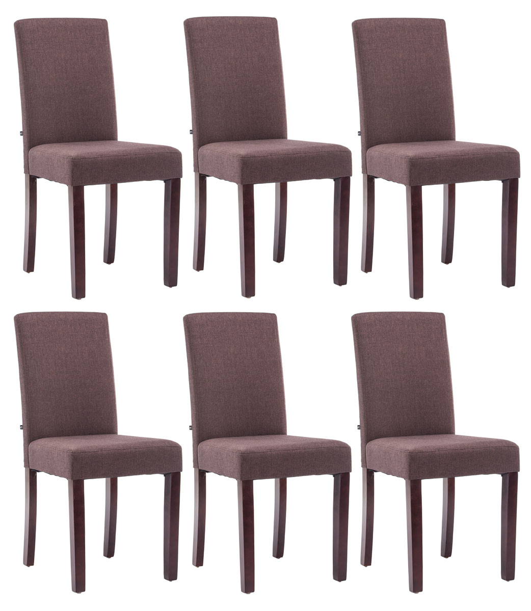 Lot de 6 Chaises de salle à manger Ina Tissu avec pieds en Bois