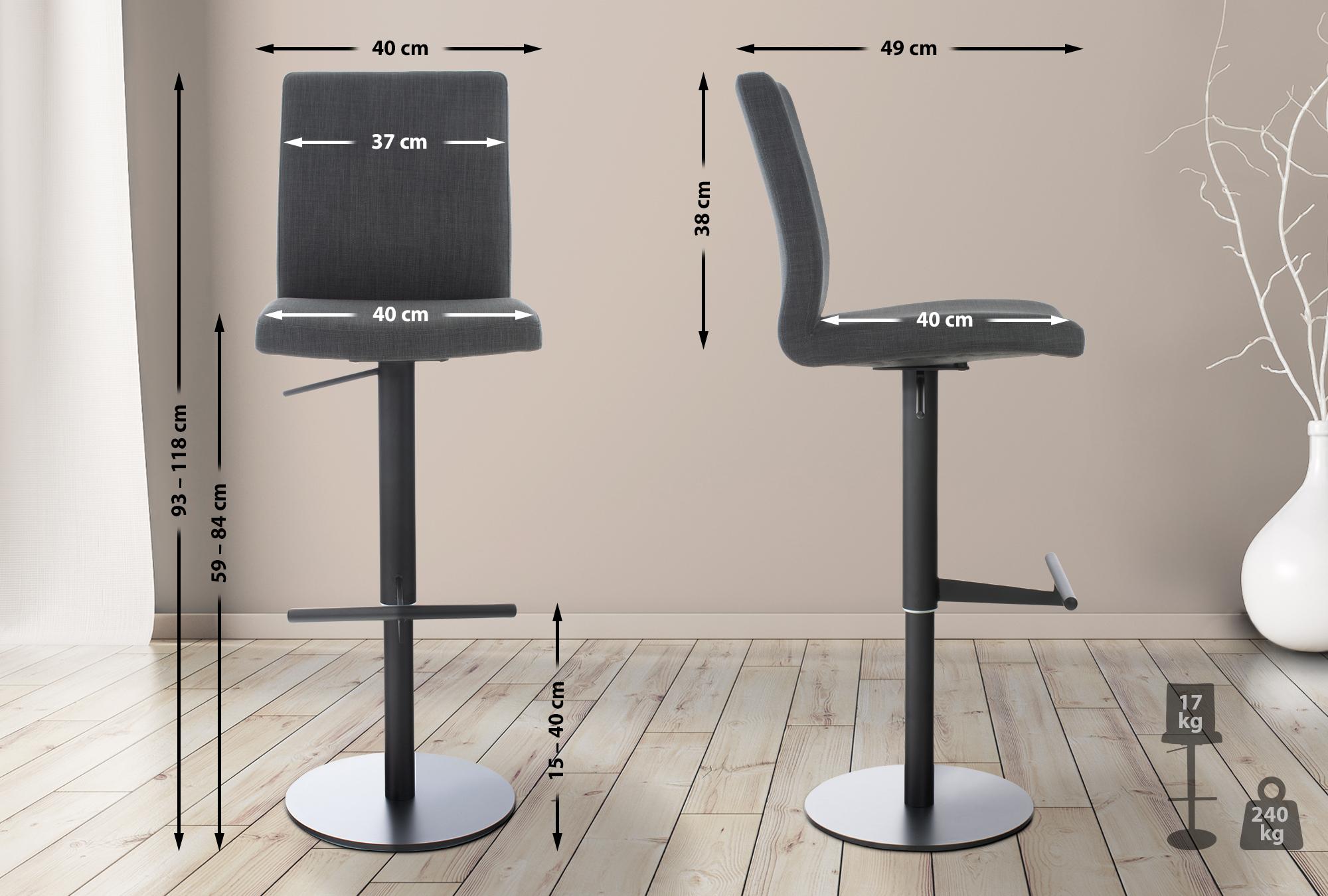 Lot de 2 tabourets de bar Cadiz en tissu