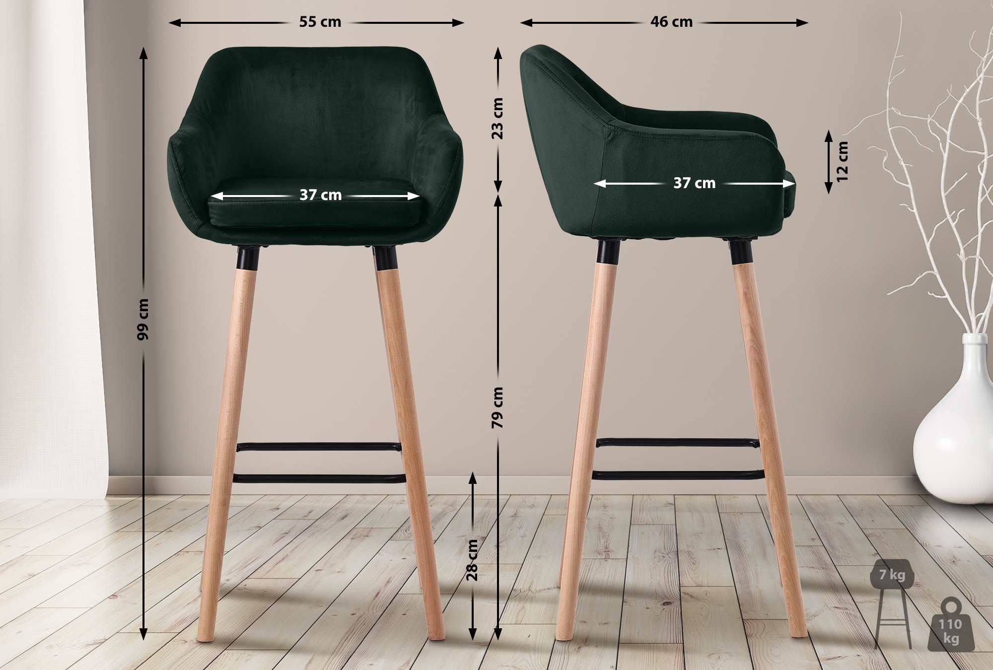 Tabouret de Bar Grant Velours