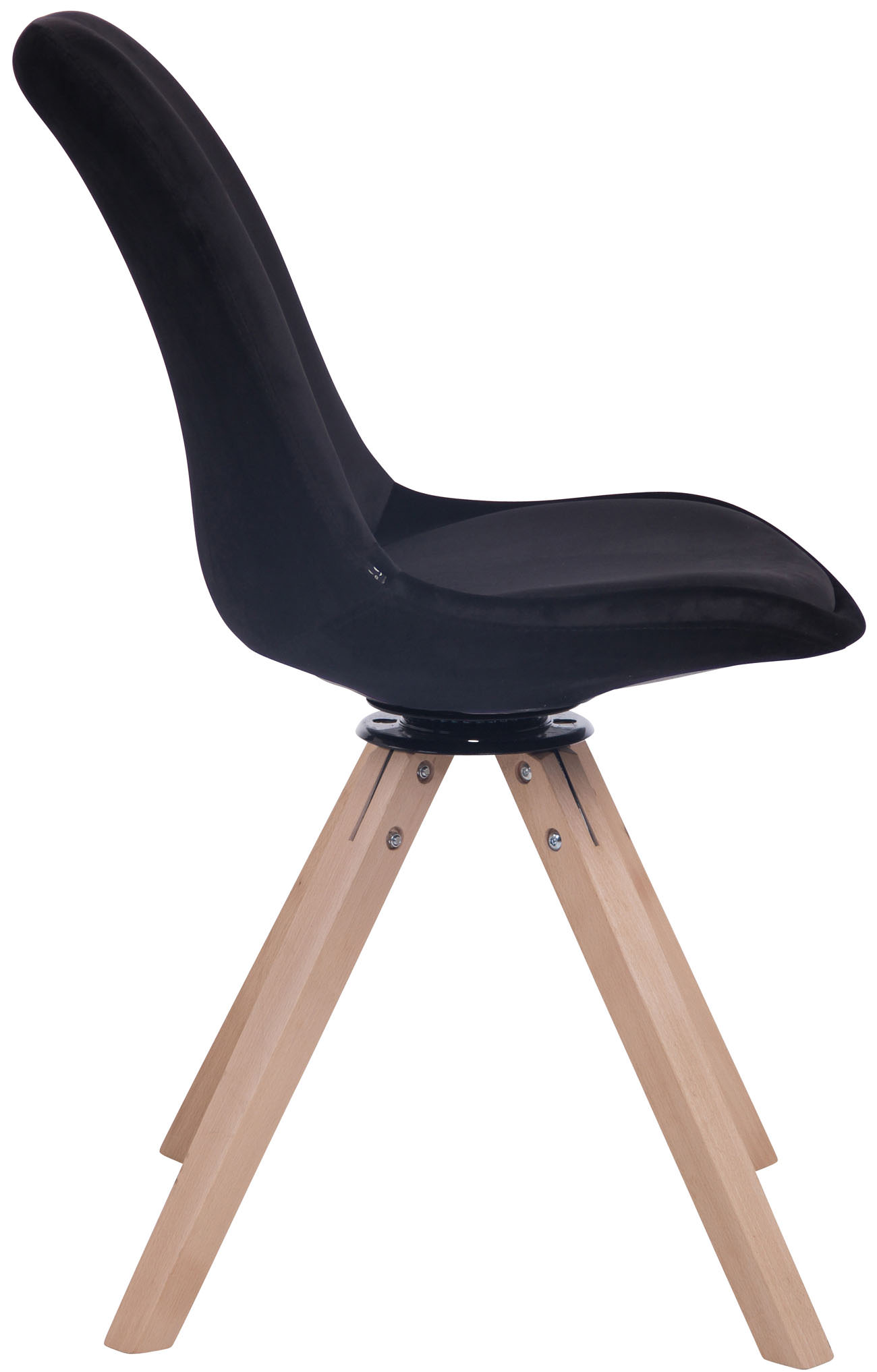 Chaise visiteur Troyes en velours avec piétement Carré en bois de hêtre ou de chêne