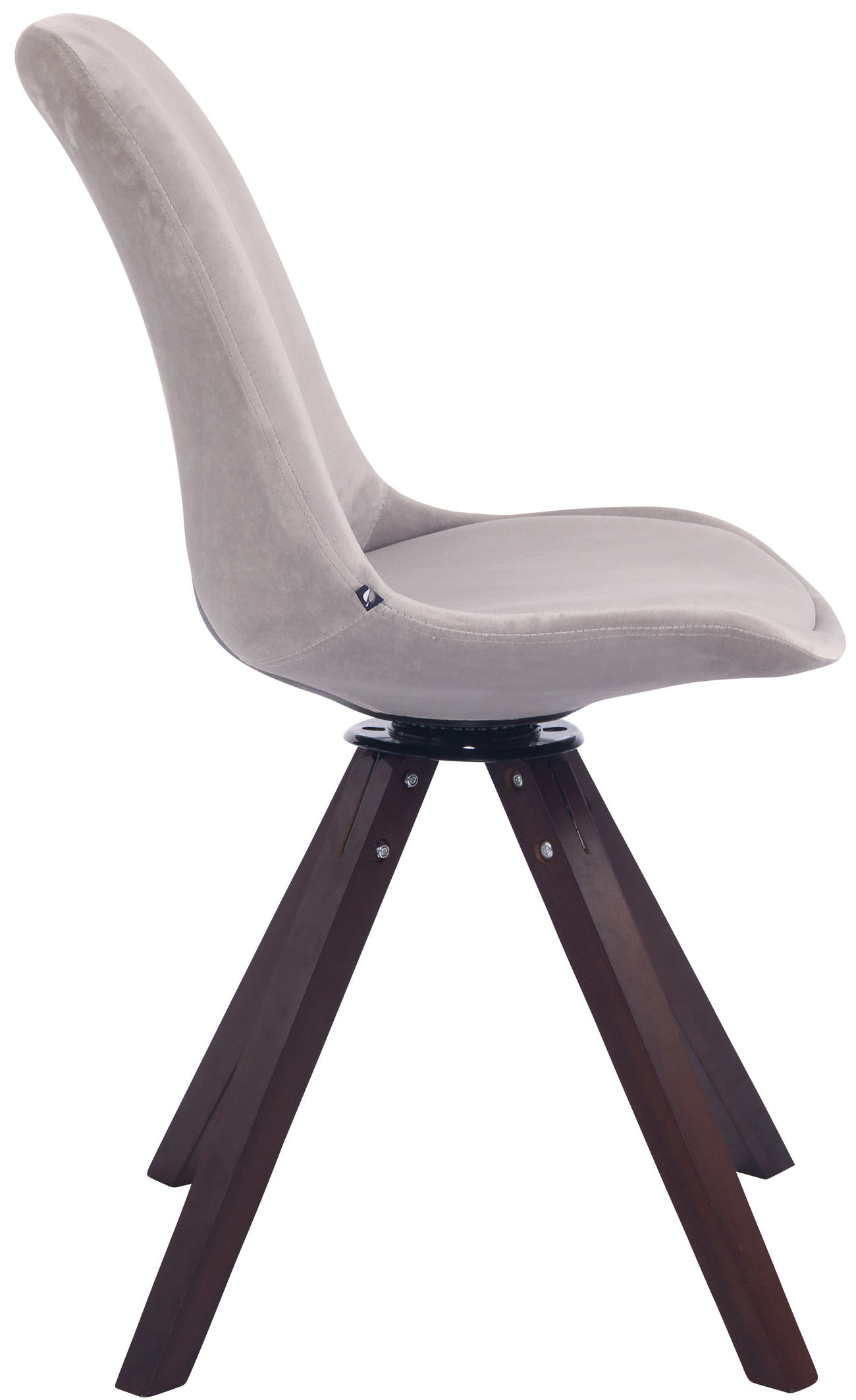 Chaise visiteur Troyes en velours avec piétement Carré en bois de hêtre ou de chêne