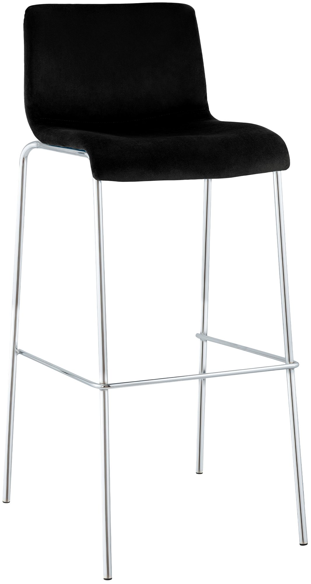 Tabouret de bar Hover velours structure à quatre pieds chromée