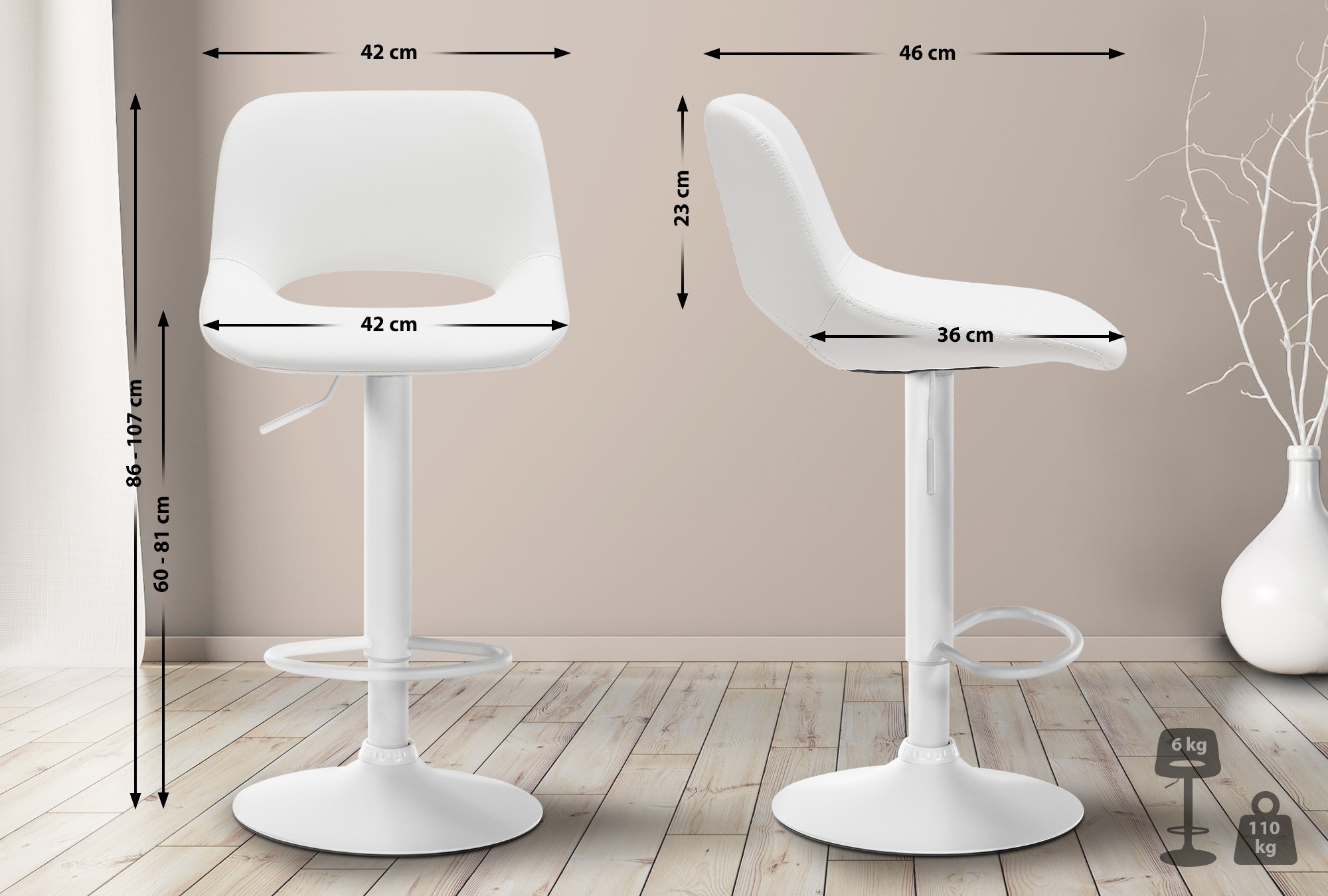 Lot de 2 tabourets de bar Camden en similicuir