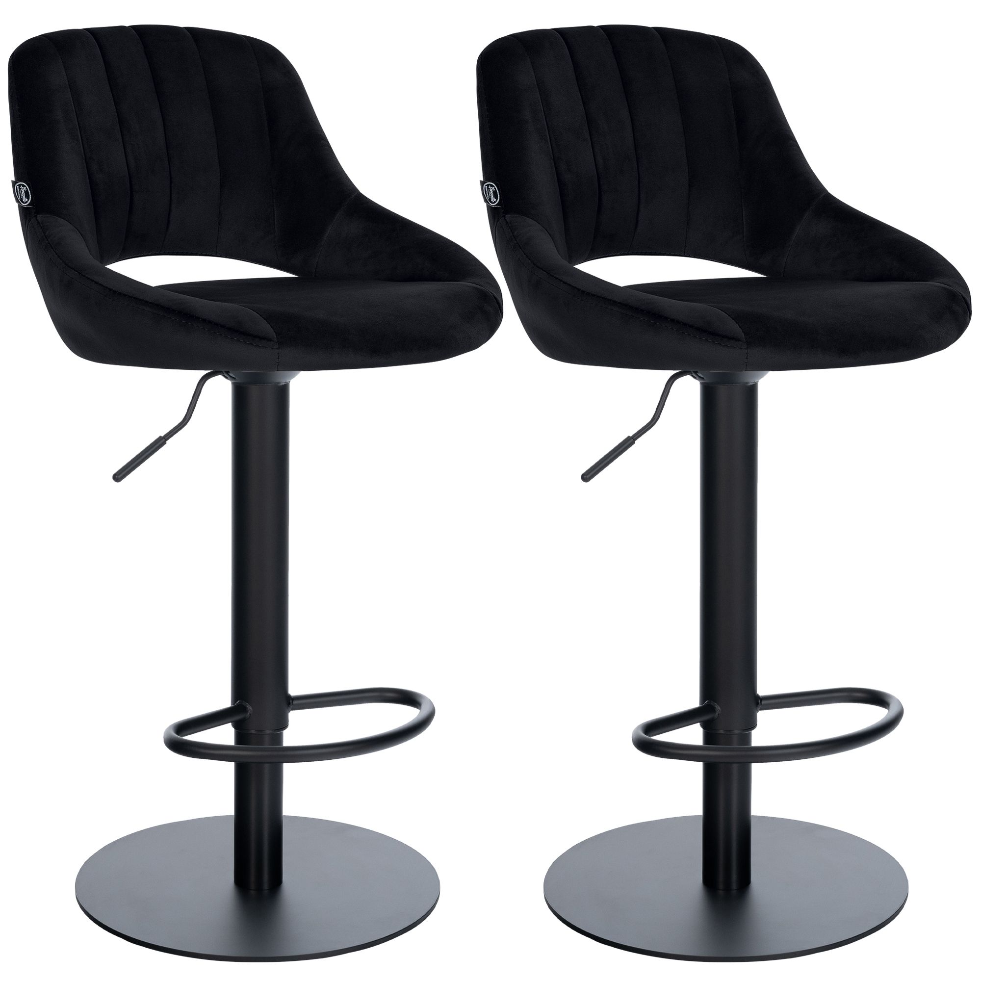 Lot de 2 tabourets de bar Milet noirs avec bases extra lourdes